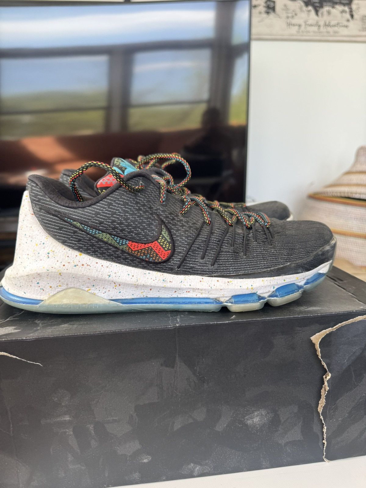 Nike Nike KD 8 BHM Black Multicolor Basketball Shoes 824420-090 Size US 10 / EU 43 - 1 Thumbnail
