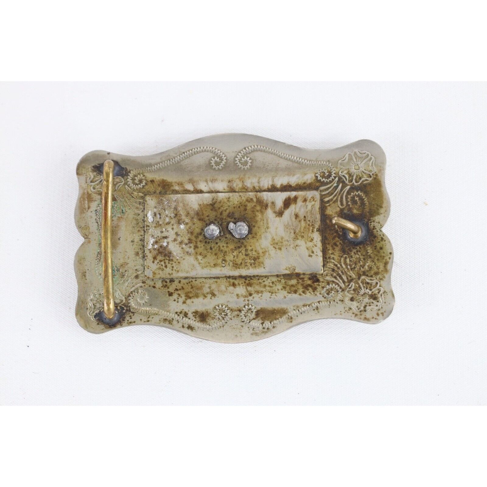 Vintage Vintage 70s Rockabilly Flower Bucking Horse Belt Buckle Size ONE SIZE - 3 Thumbnail