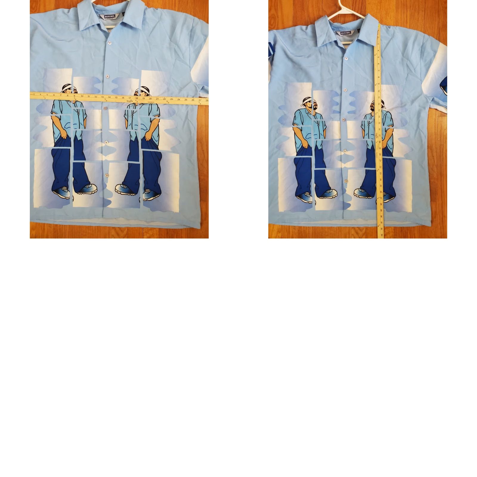 Vintage Blue Boy Men's Shirt XL Button-Up AOP Graphic Print Gangster Hip Hop Streets Casual Button-Down Long Sleeve Polyester Blue Size US XL / EU 56 / 4 - 8 Thumbnail