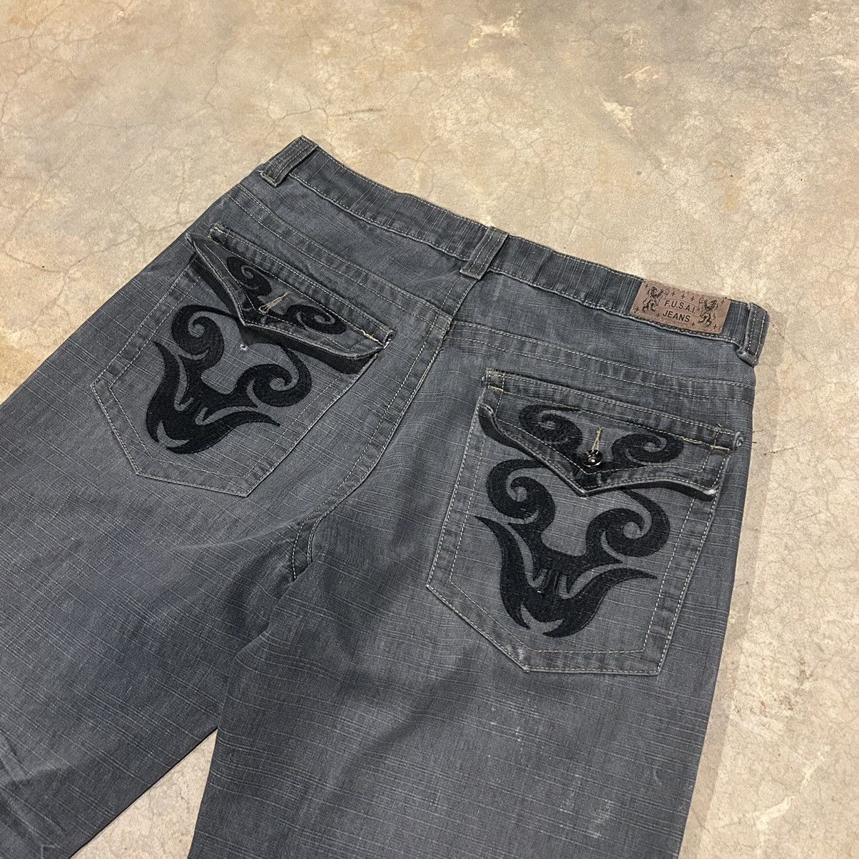 Affliction × Southpole × Vintage Crazy Vintage Y2K Embroidered Baggy Faded Jeans Cyber Size US 35 - 3 Thumbnail