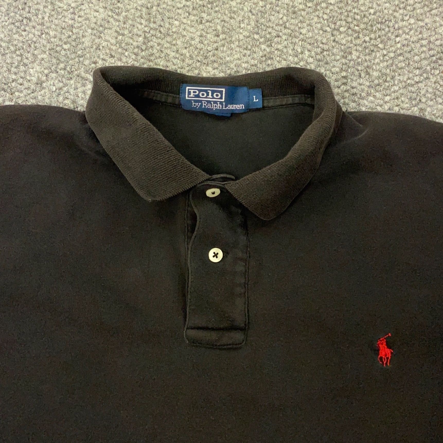 Polo Ralph Lauren VINTAGE Polo Ralph Lauren Polo Shirt Mens Large Black Preppy Short Sleeve Collared Knit Summer Size US L / EU 52-54 / 3 - 3 Thumbnail