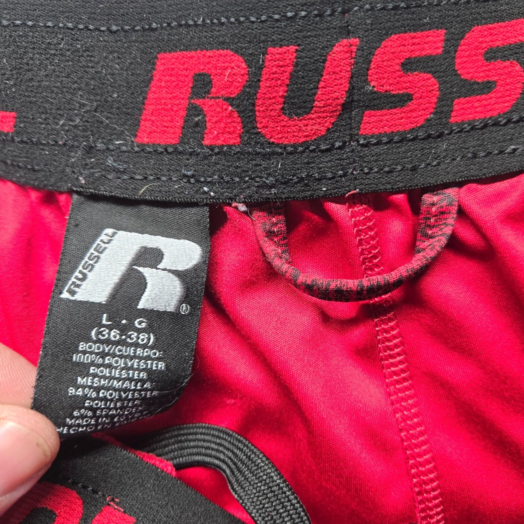 Russell Athletic Russell Athletic Red Polyester Basketball Shorts Mens L Adult Basketball Shorts Color Red Breathable Elastic Waist Easy Care Sports Shorts Size US 33 - 2 Thumbnail
