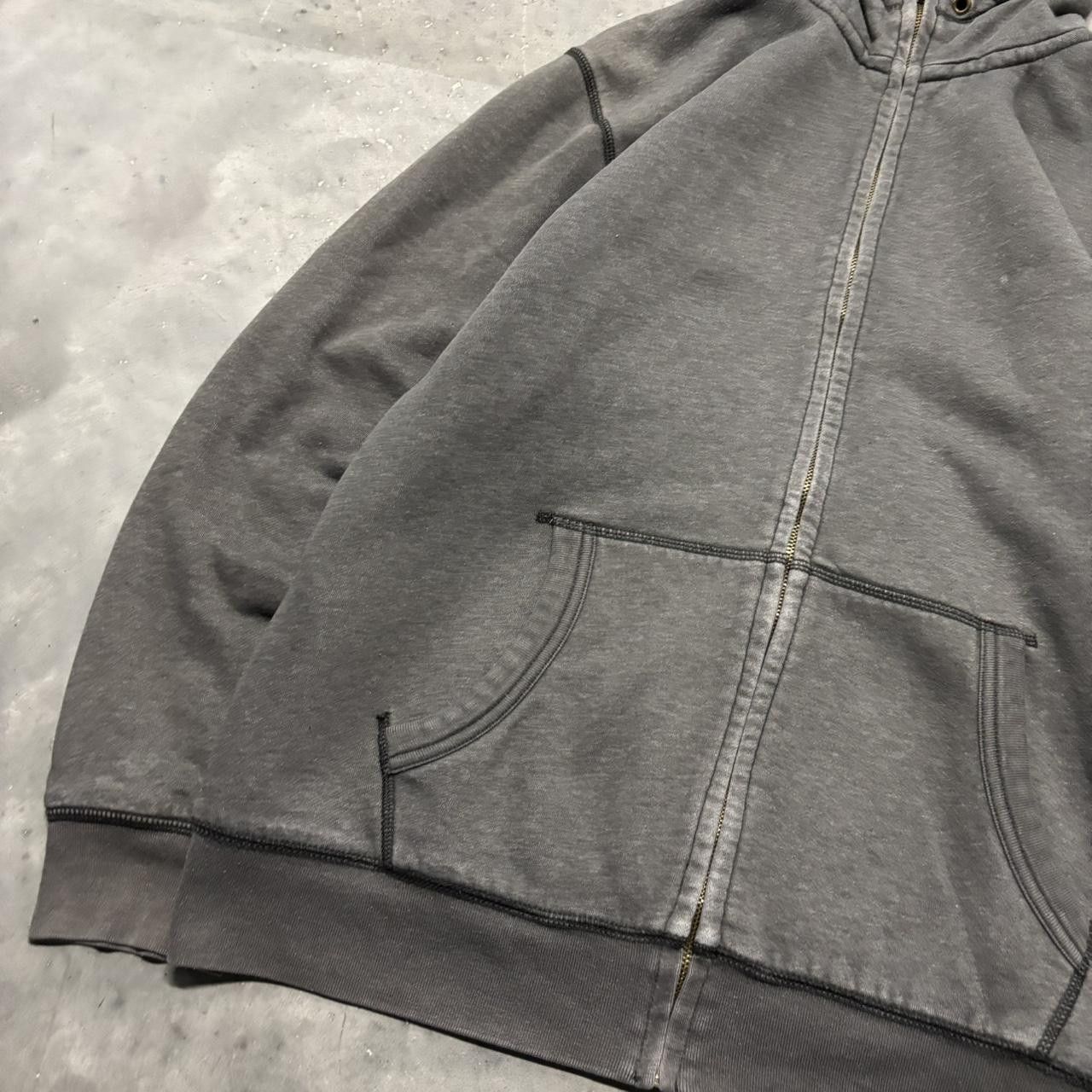 Japanese Brand × Vintage Crazy Vintage Y2K/2000s Faded Grey Blank Sherpa Lined Essential Zip Up Hoodie! Size US L / EU 52-54 / 3 - 3 Thumbnail