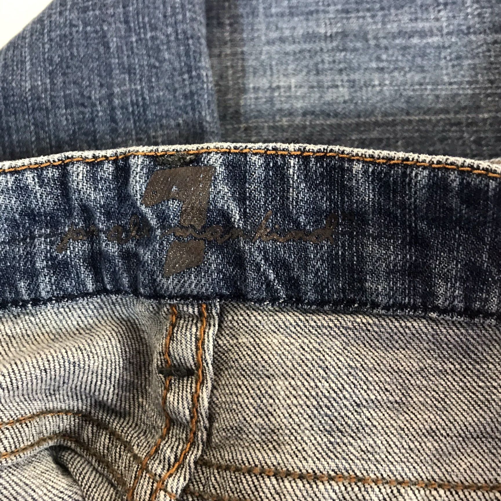 7 For All Mankind VINTAGE 7 For All Mankind Wide Leg Jeans Womens Size 29 Blue Low Rise Faded Wash Cotton Denim Size 29" - 4 Thumbnail