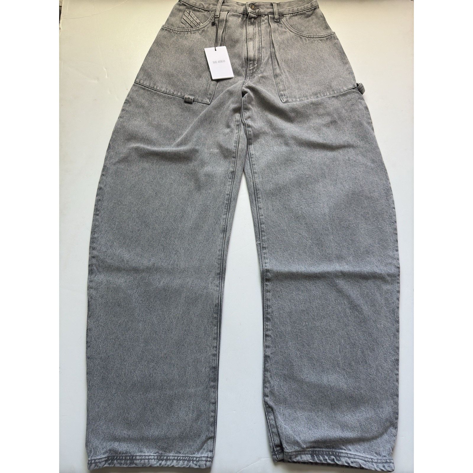 The Attico The Effie Long Grey Wide Leg Baloon Jeans