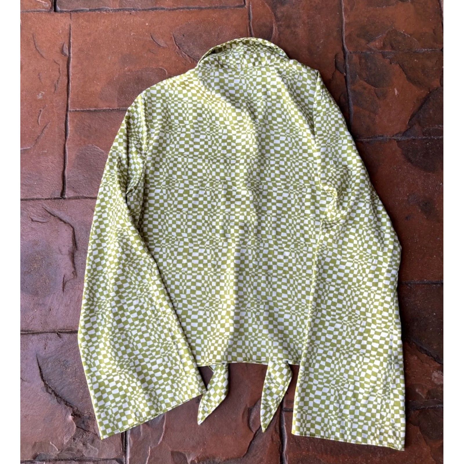 Vintage Maison D’Amelie Button Blouse Shirt Women’s Small Checkered Green Shirt Blouse Womens Small Green Button Blouse Blouse Green Women’s Small Size S / US 4 / IT 40 - 3 Thumbnail
