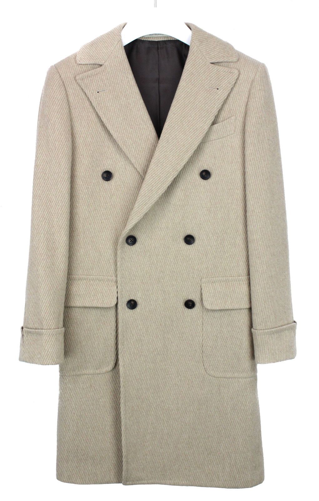 image of Suitsupply Merano Fl Coat Men's Uk 38 Wool Double Breasted in Beige (Size Medium)