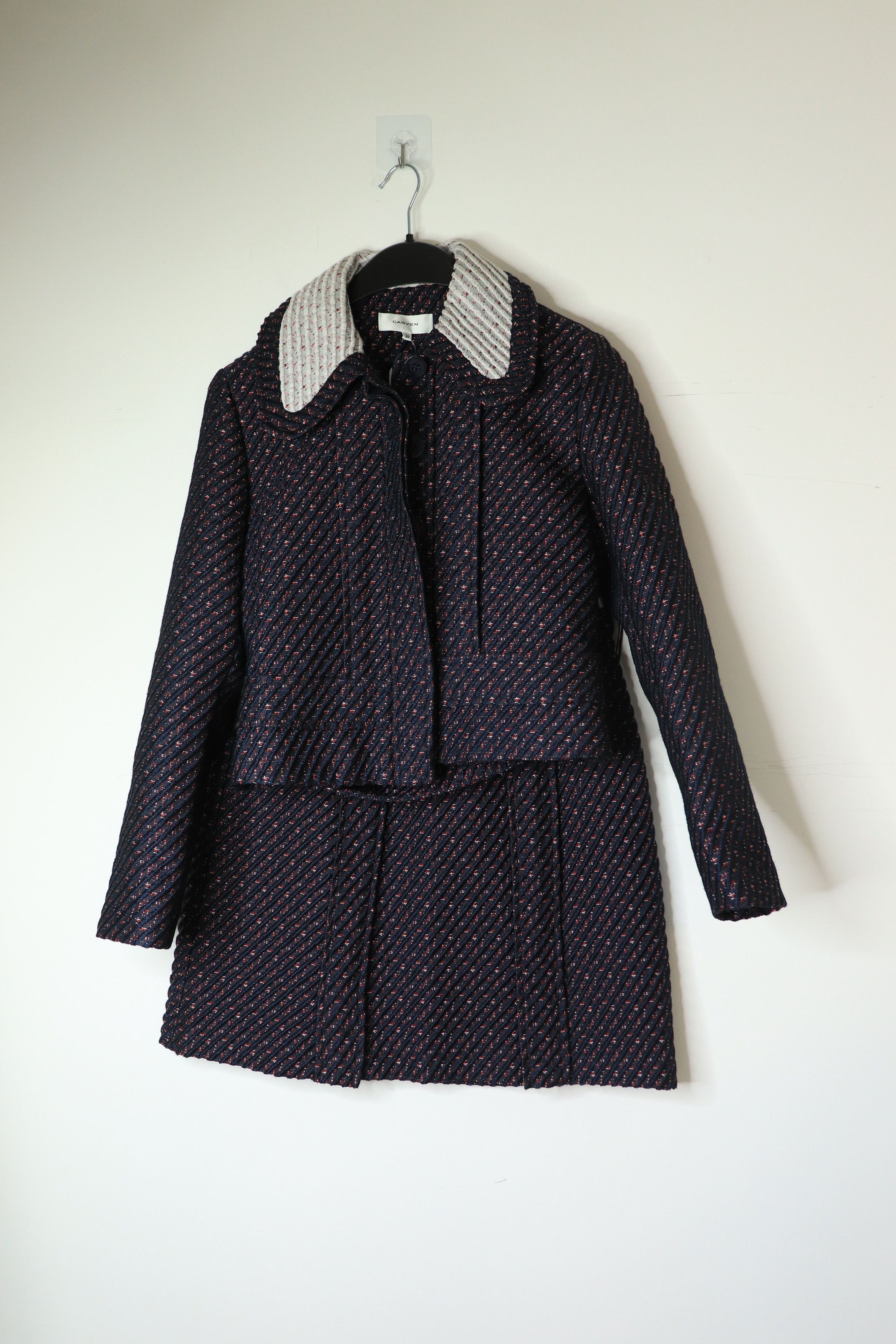 Carven Navy jacquard jacket and skirt set - UK 10 Size M / US 6-8 / IT 42-44 - 1 Thumbnail