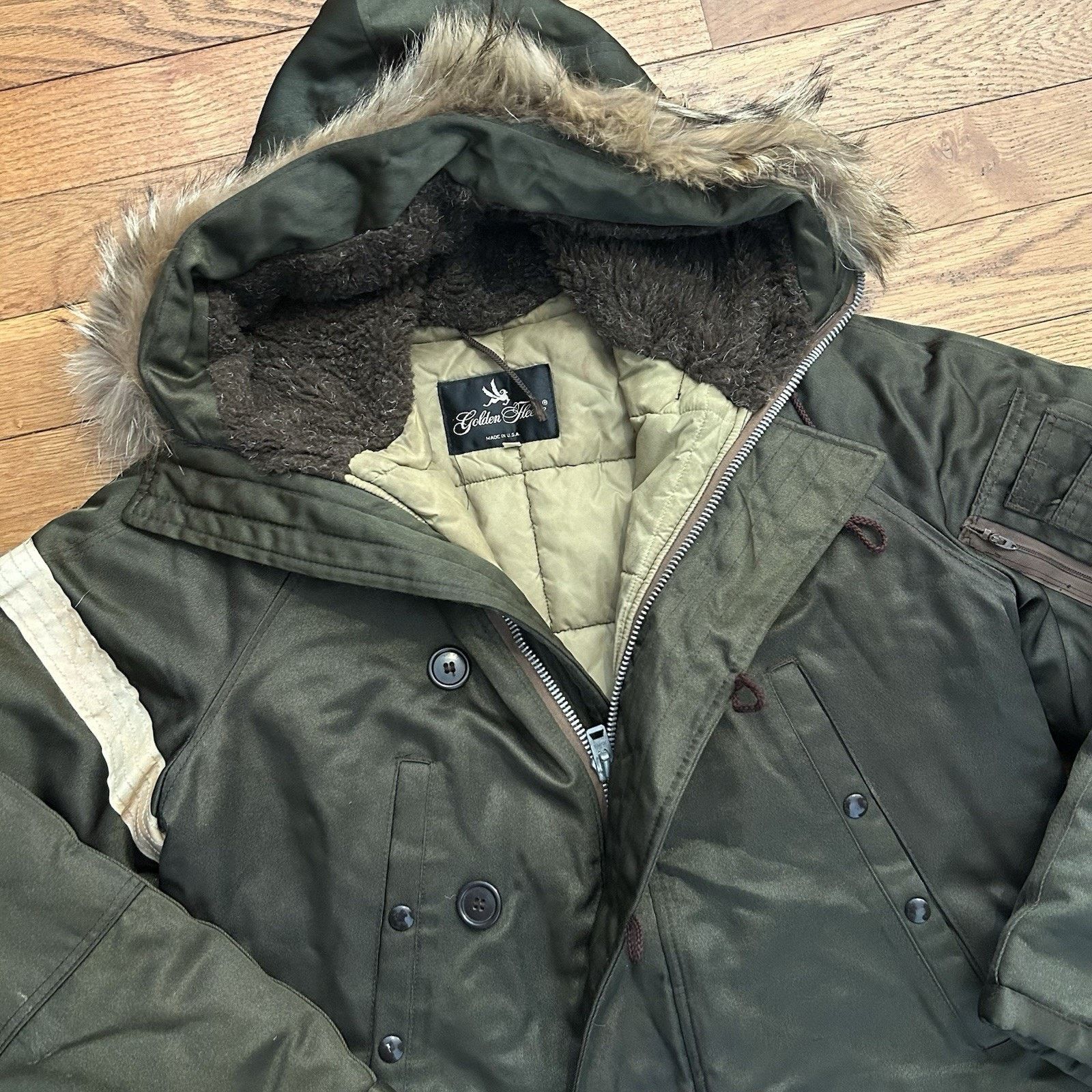 Vintage Golden Fleece N-3B Military Flight Fur Trim Hooded Jacket 36 Size US S / EU 44-46 / 1 - 2 Thumbnail