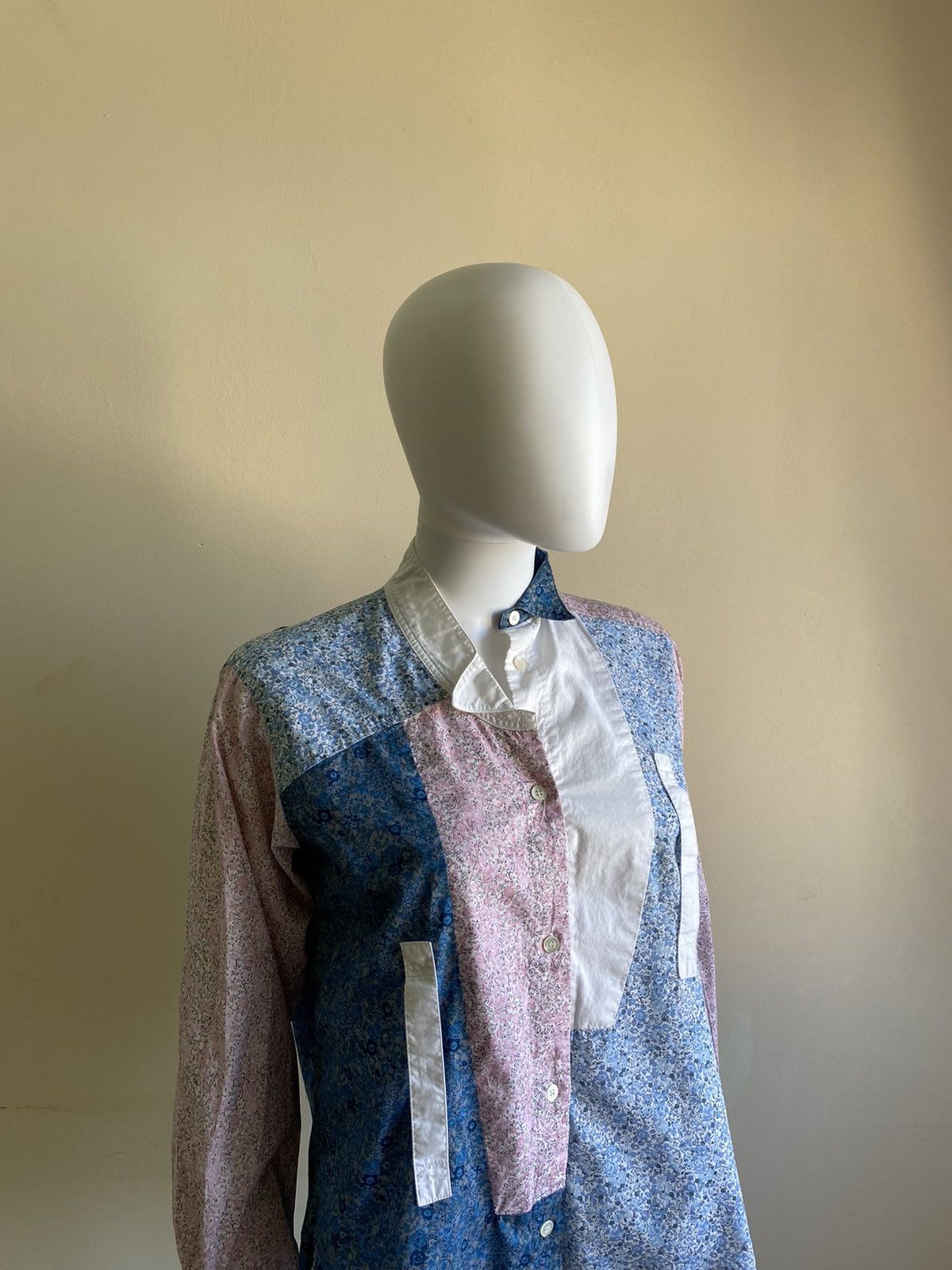 Loewe Loewe Multicolor Asymmetrical Button Up Patchwork Shirt Size XS / US 0-2 / IT 36-38 - 7 Thumbnail