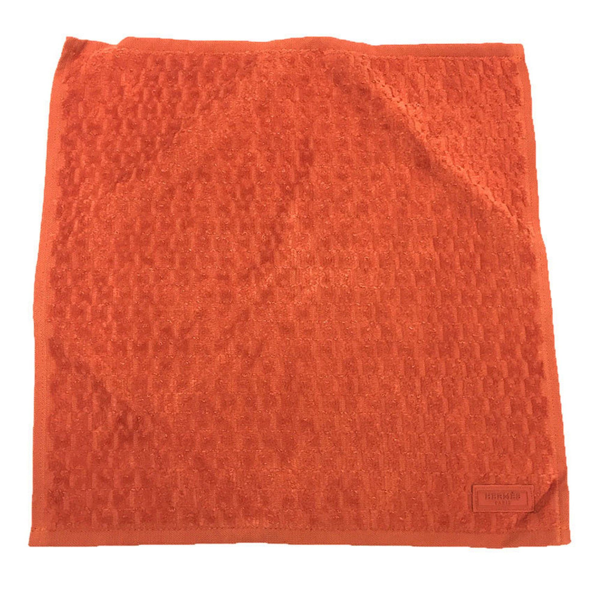 image of Hermes Hand Towel Carre Jacquard Face Eponge Orange Handkerchief, Women's