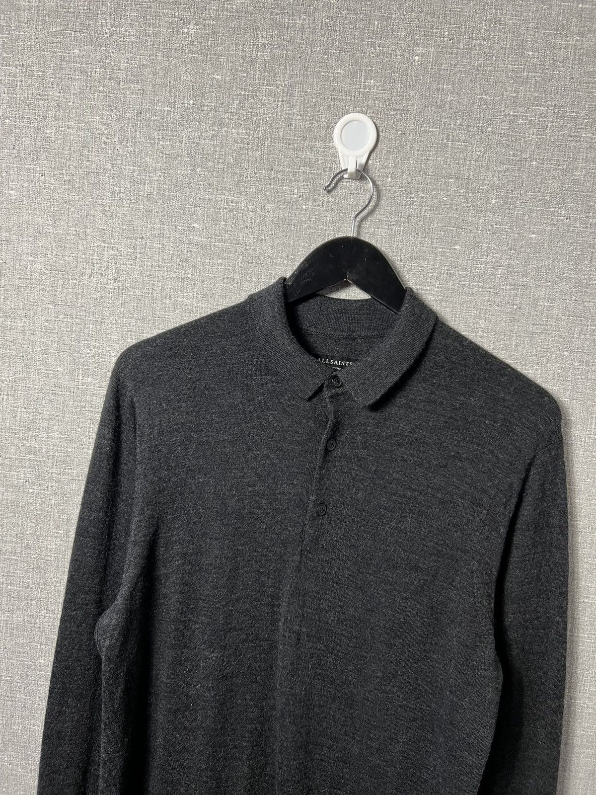 Allsaints Rare Allsaints Lang Merino Wool Polo Long Sleeve Size US M / EU 48-50 / 2 - 2 Thumbnail