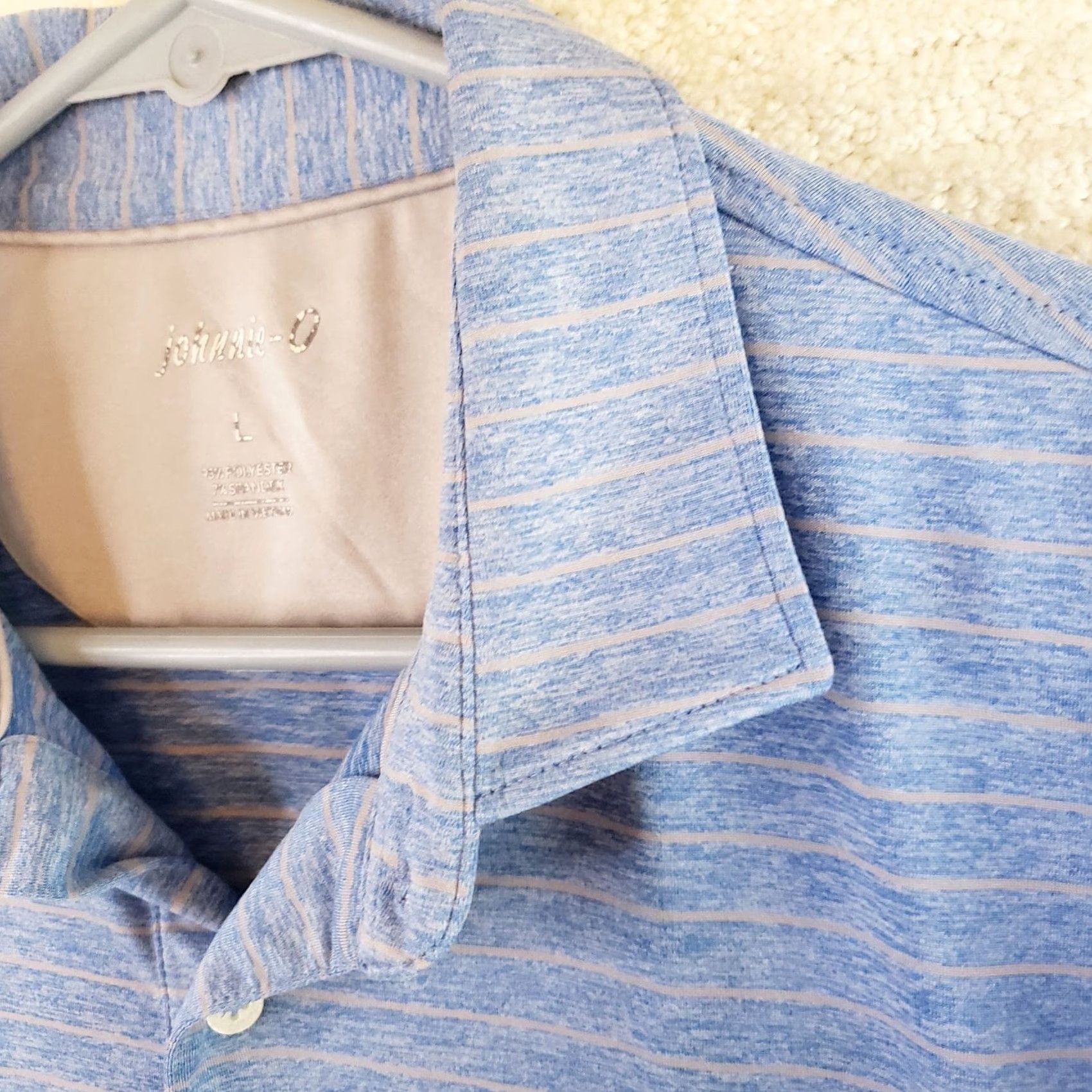 johnnie-O VINTAGE Johnnie-O Polo Shirt Men L Short Sleeve Blue Stripe with Pocket Logo Size US L / EU 52-54 / 3 - 6 Thumbnail