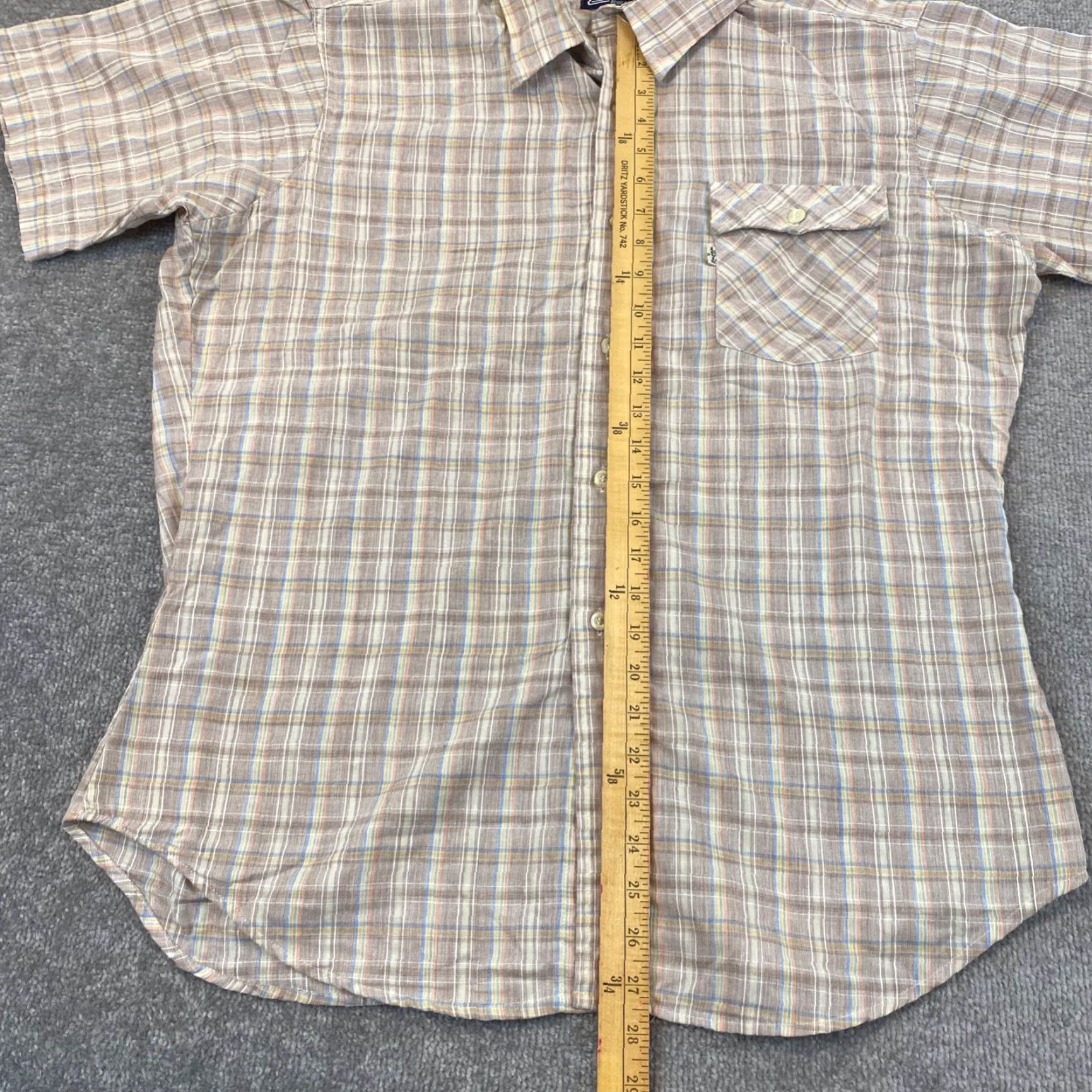 Levi's VINTAGE LEVI'S Shirt Mens XL Blue Brown Plaid Button Up Western Top USA Made S/S Size US XL / EU 56 / 4 - 4 Thumbnail