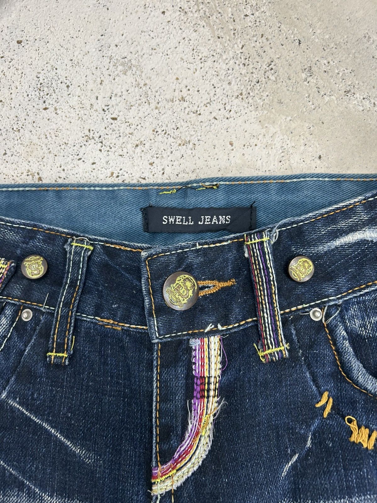 If Six Was Nine Super Flare Swell N Denim Japan Mud Washed Whisker Low Rise Size US 31 - 12 Thumbnail