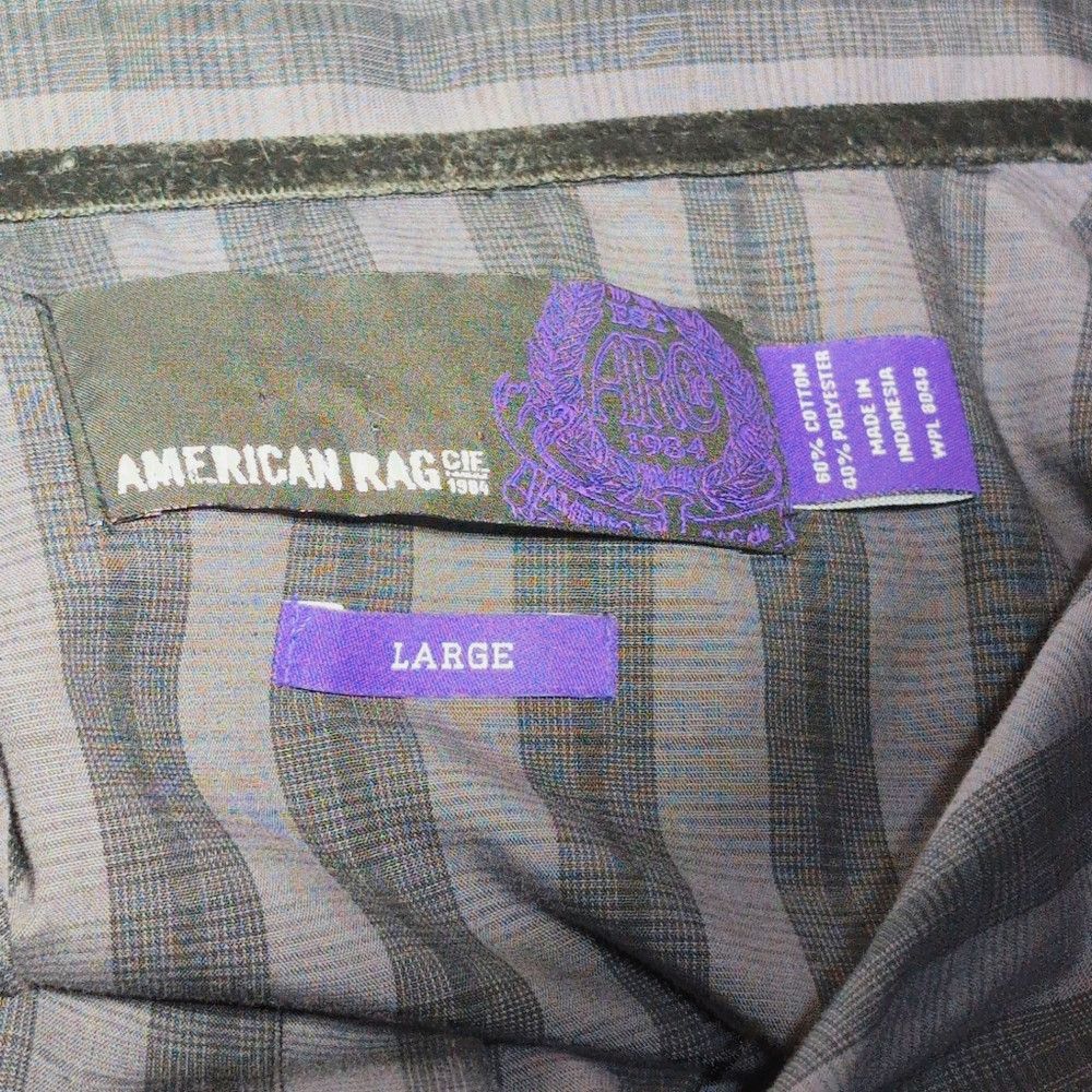 American Rag Vintage American Rag sz L Men's Gray Striped Shirt Size US L / EU 52-54 / 3 - 4 Thumbnail
