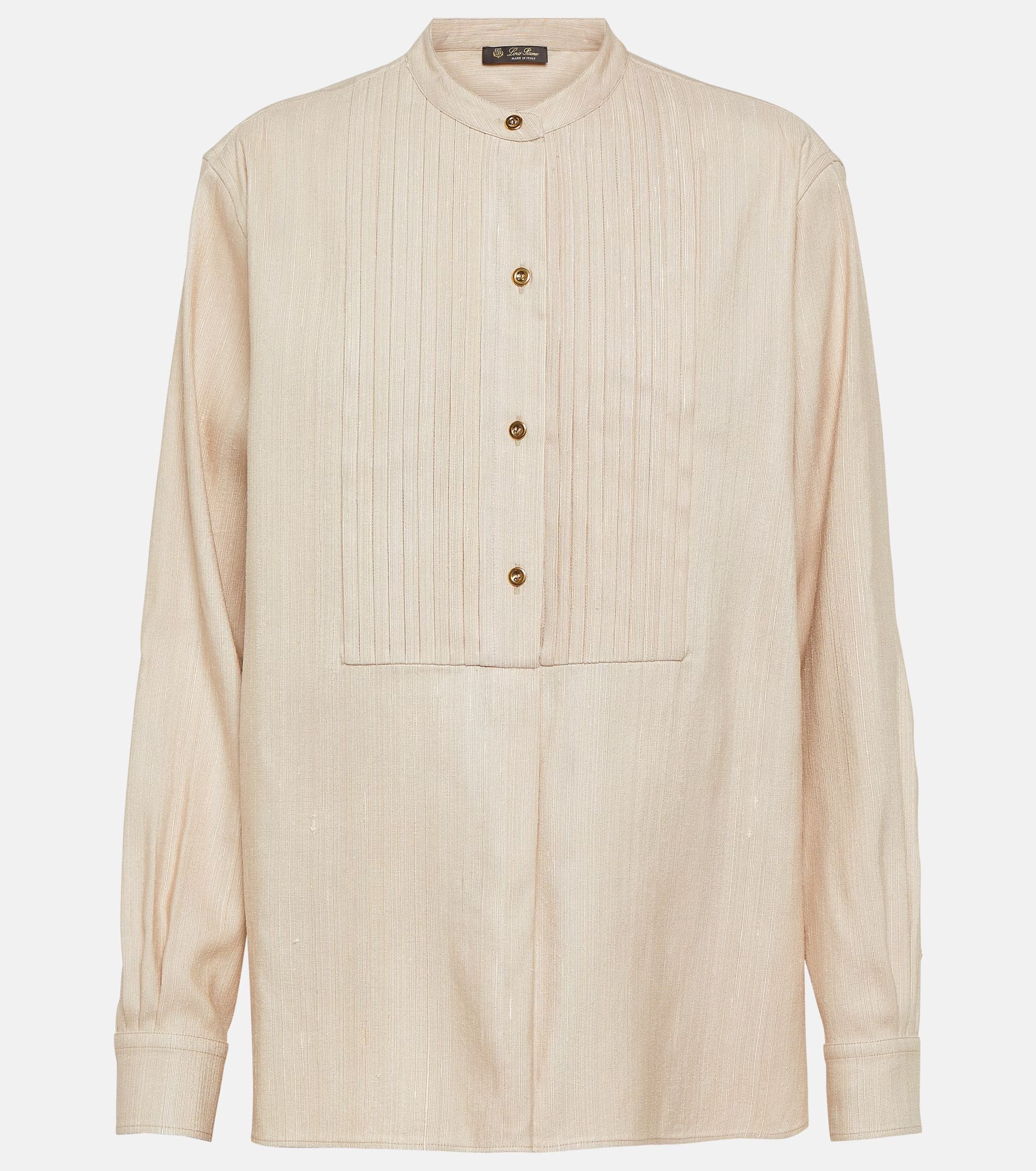 Loro Piana o1srvl11e0824 Jalia Light Tussah Silk Shirt in Beige Size XS / US 0-2 / IT 36-38 - 1 Thumbnail
