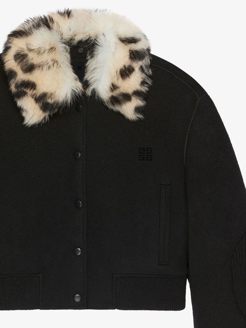Givenchy o1w1db10326 Cheetah Collar Wide Sleeves Jacket in Black Size XS / US 0-2 / IT 36-38 - 2 Thumbnail
