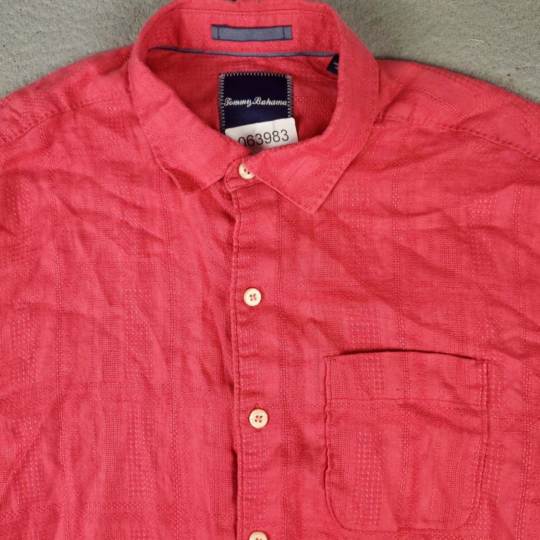 Tommy Bahama VINTAGE Tommy Bahama Shirt Mens Large Red Linen Hawaiian Button Up Short Sleeve Size US L / EU 52-54 / 3 - 2 Thumbnail