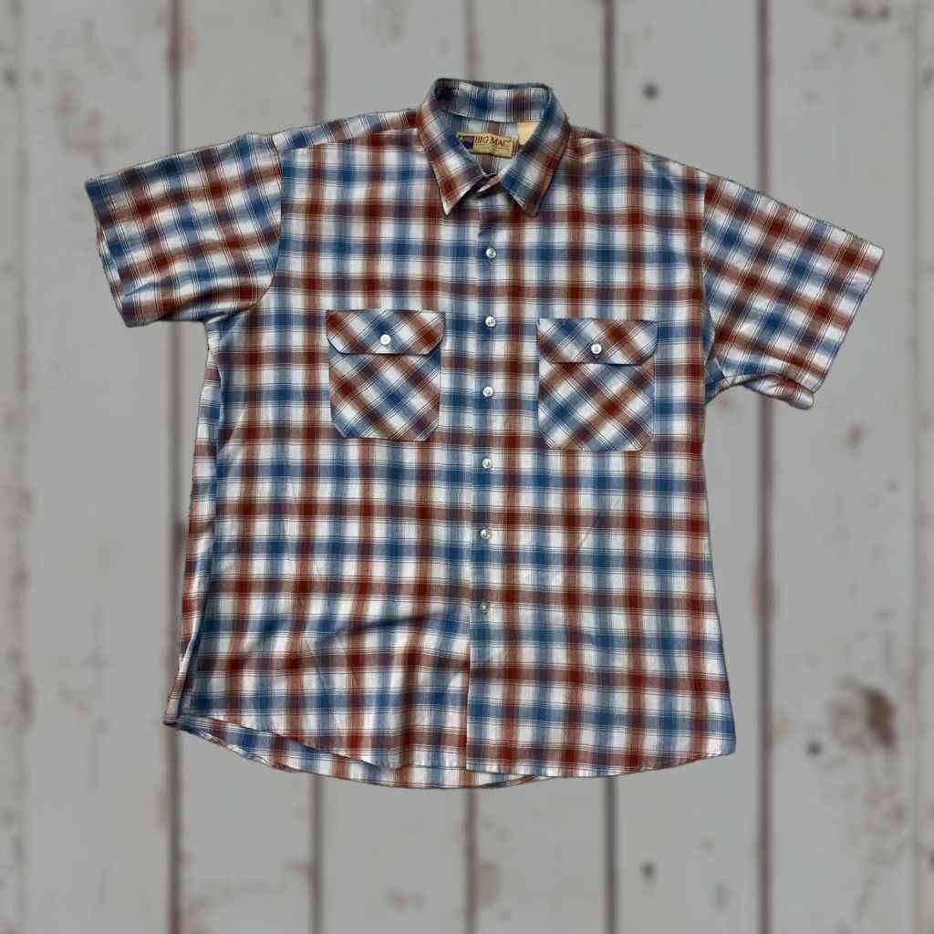 Vintage VINTAGE Big Mac Shirt Mens XL Red Blue Plaid Shirt Size US XL / EU 56 / 4 - 1 Thumbnail