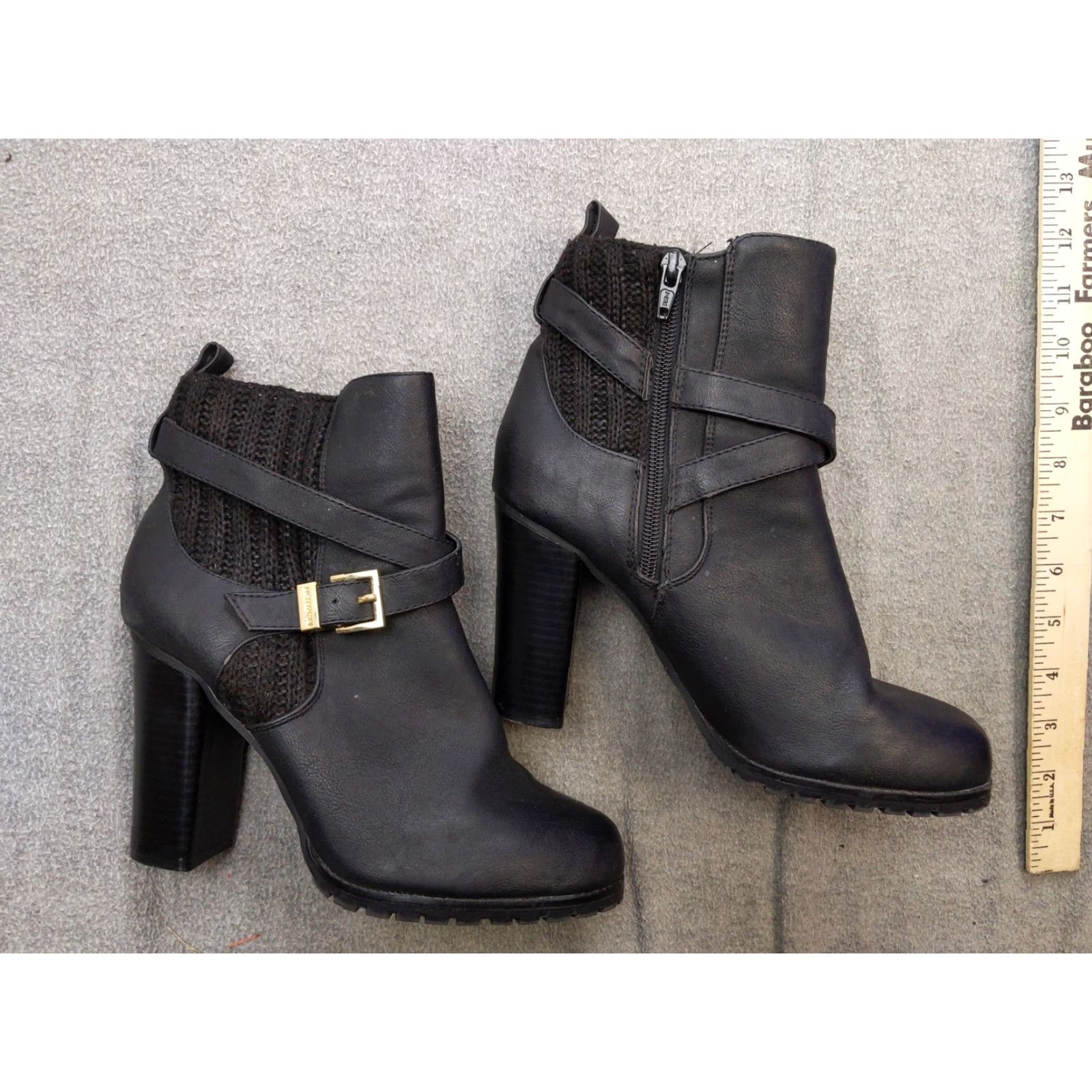 Juicy Couture Juicy Couture Boots Womens Size 9 Black Ankle Knit Buckle Zip Block Heel Booties Size US 9 / IT 39 - 3 Thumbnail
