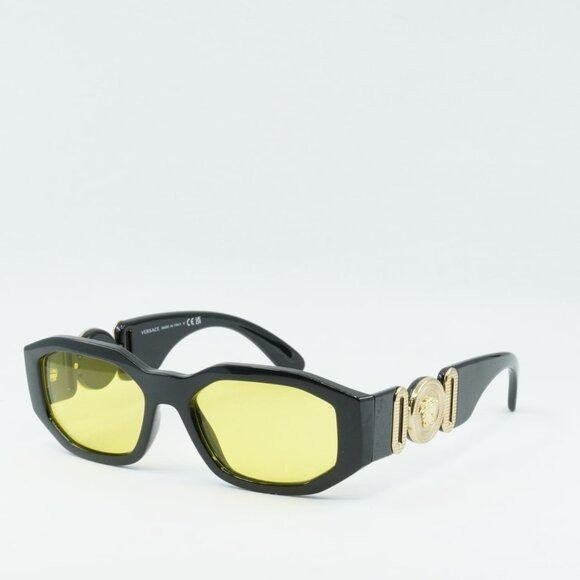 Versace Versace VE4361 GB1/85 Sunglasses Solid Black Oval Frame Size ONE SIZE - 1 Thumbnail