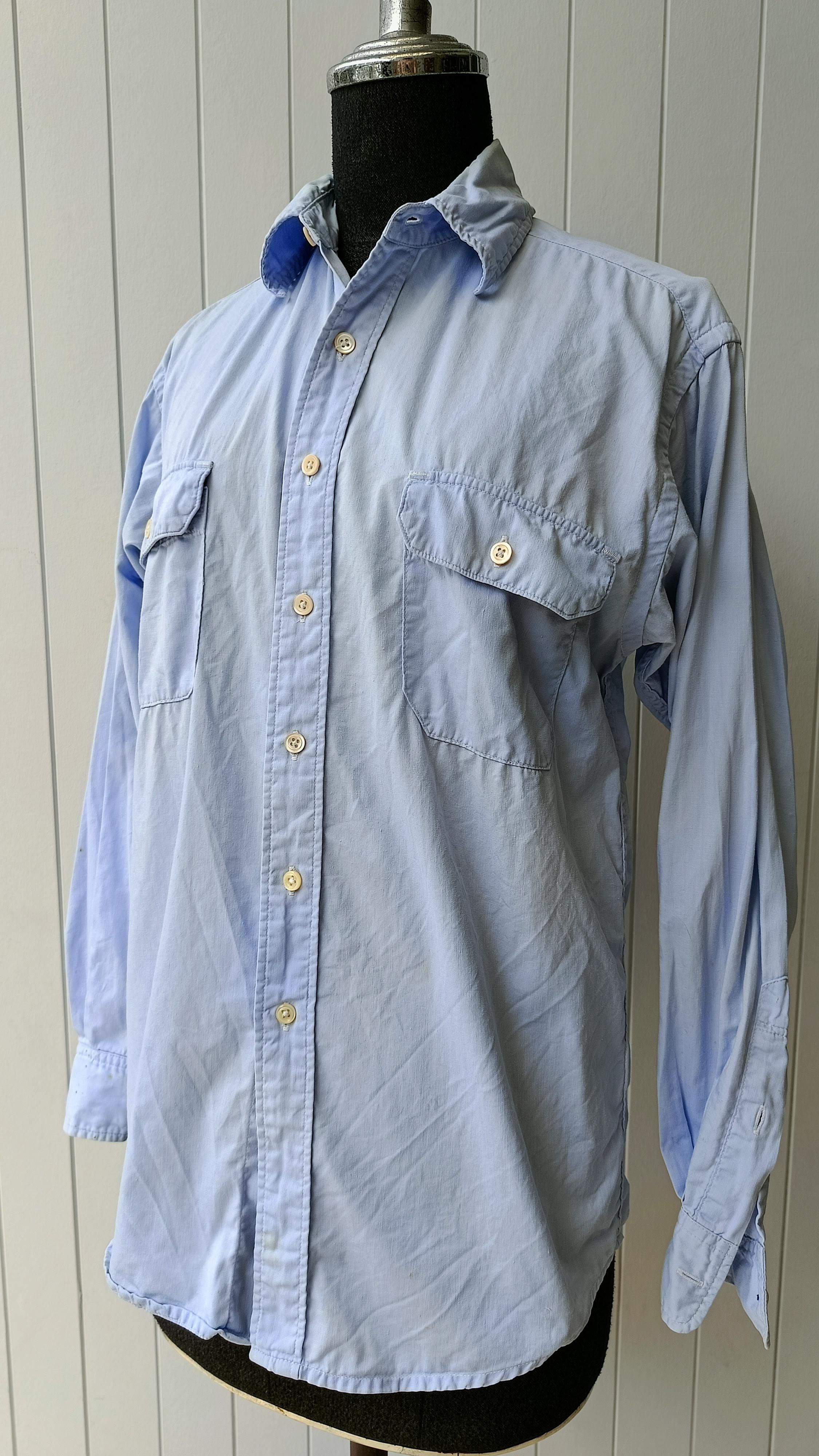 45rpm 45RPM NMD studio by R 90's solid blue stains shirt Size US S / EU 44-46 / 1 - 1 Thumbnail