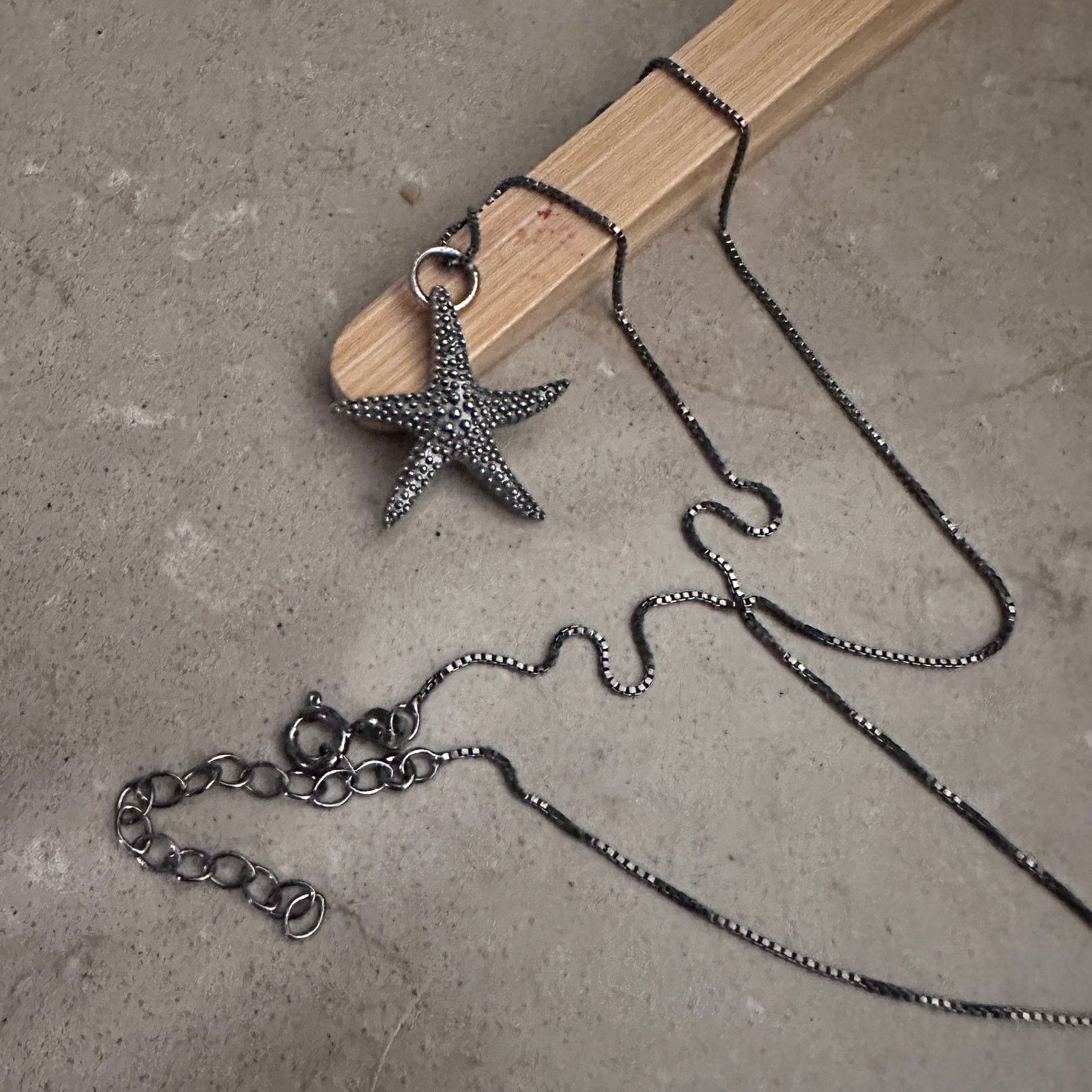 The Unbranded Brand Sterling Silver Starfish Necklace, Black Rhodium Box Chain Size ONE SIZE - 1 Thumbnail
