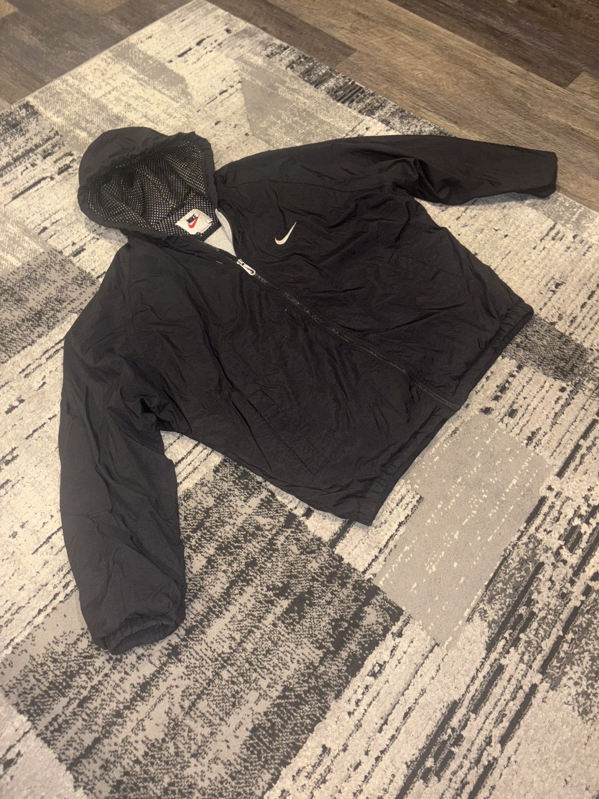 Nike Vintage 90s Nike "Big Swoosh" Hooded Windbreaker Jacket Size US XL / EU 56 / 4 - 2 Thumbnail