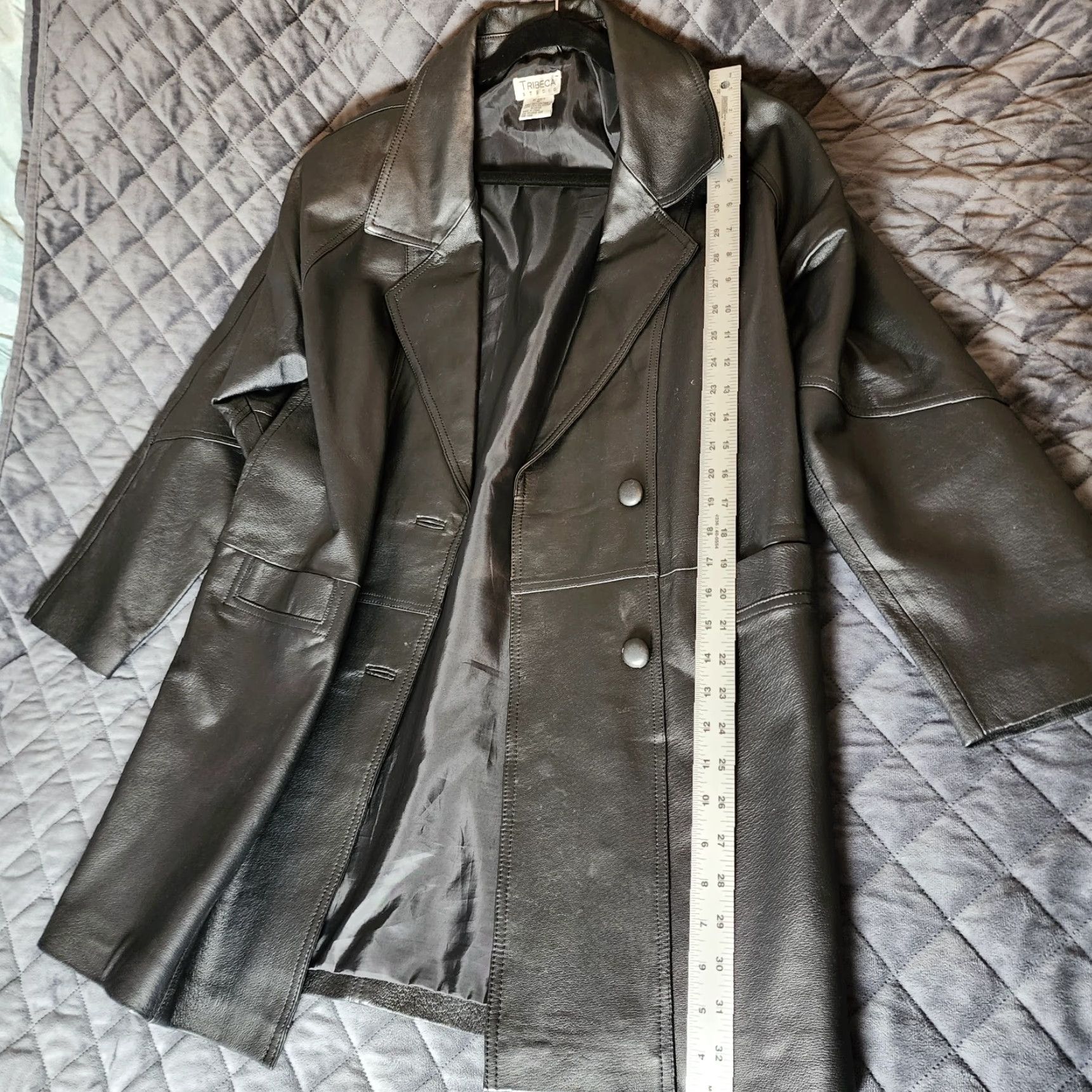 Vintage Tribeca Studio Womens Jacket Zip Front Leather Black Lined Pockets Size Medium Mid-Length Regular Button Pockets Leather Jacket Style Zip Front Metal? Size M / US 6-8 / IT 42-44 - 4 Thumbnail