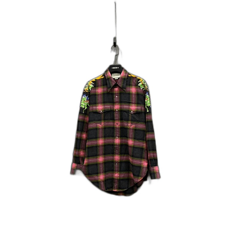 Gucci Gucci Plaid Floral Embroidery Shirt 46 Size Size US M / EU 48-50 / 2 - 1 Thumbnail