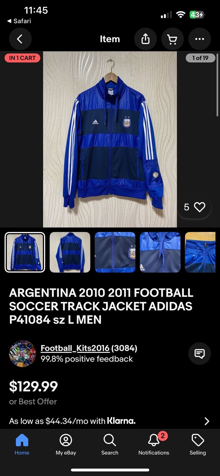 Adidas Adidas Retro 2010-11 Argentina National Team Jacket Size US M / EU 48-50 / 2 - 7 Thumbnail