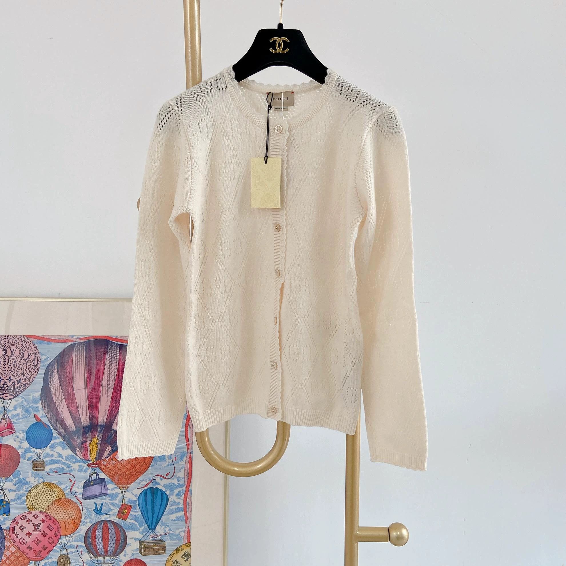 Gucci Gucci Beige Double G Logo Knit Cardigan Size 12Y With Tags Size XS / US 0-2 / IT 36-38 - 1 Thumbnail