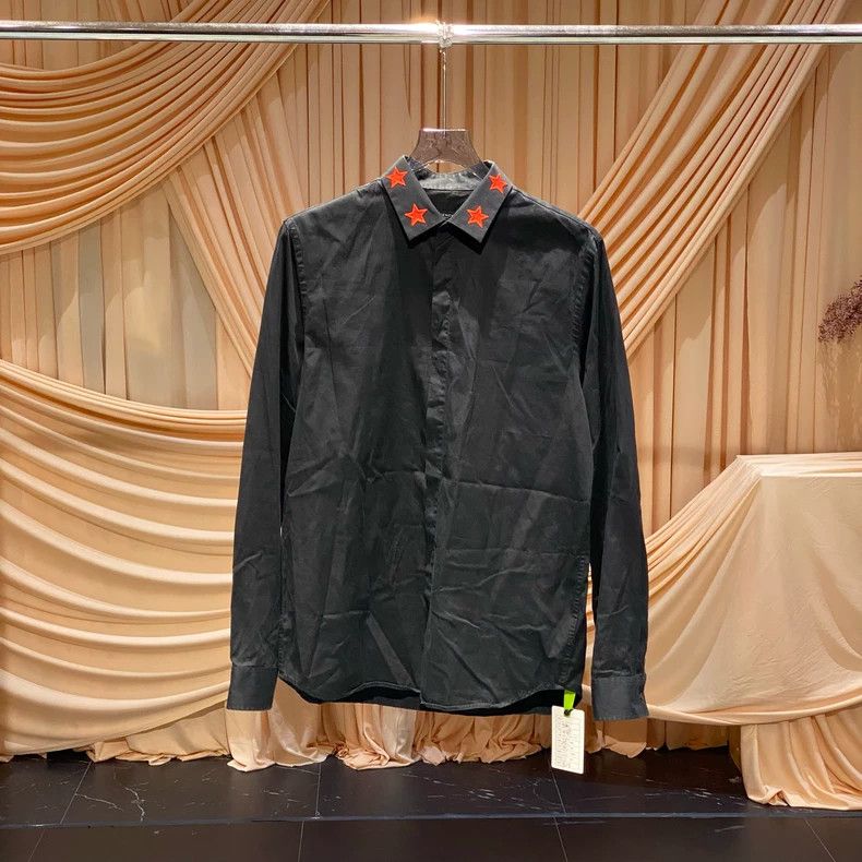 Givenchy Size41 Black Embroidered Five-Pointed Star Shirt (