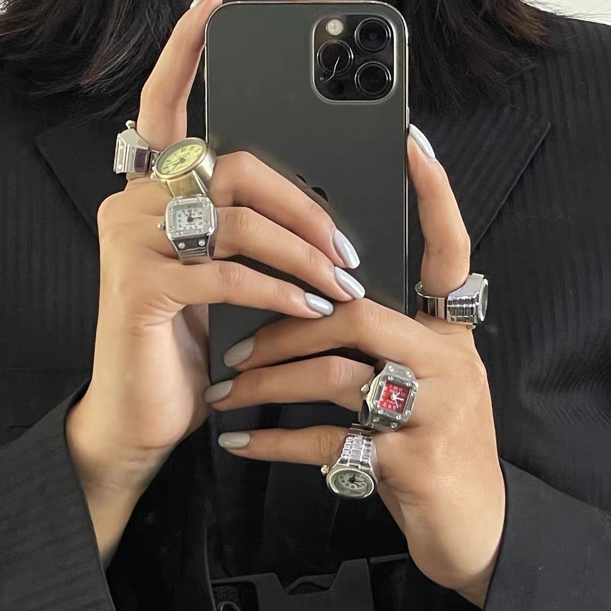 Jewelry Retro Jewelry Rings Open Size Chrome Ring (Size 7-13) Size ONE SIZE - 3 Thumbnail