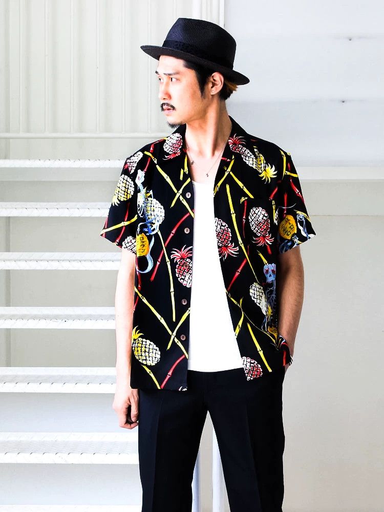 Wacko Maria WACKO MARIA 17ss Wolf's Head Short Sleeve Shirt Pineapple, Size US L / EU 52-54 / 3 - 7 Thumbnail