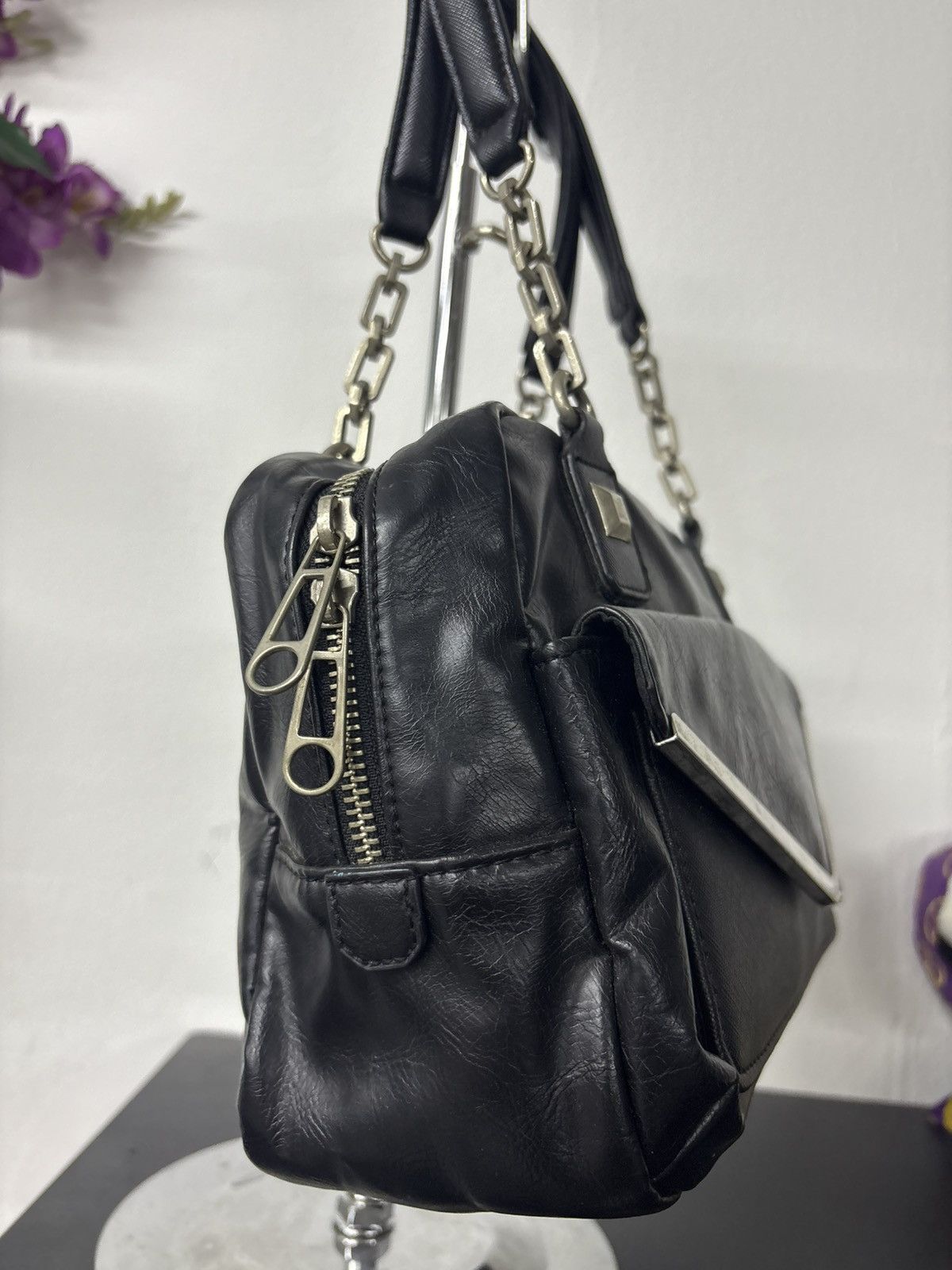 14th Addiction Mademoiselle Stud Y2k Chain Bag Real Leather Enamel Black Size ONE SIZE - 7 Thumbnail