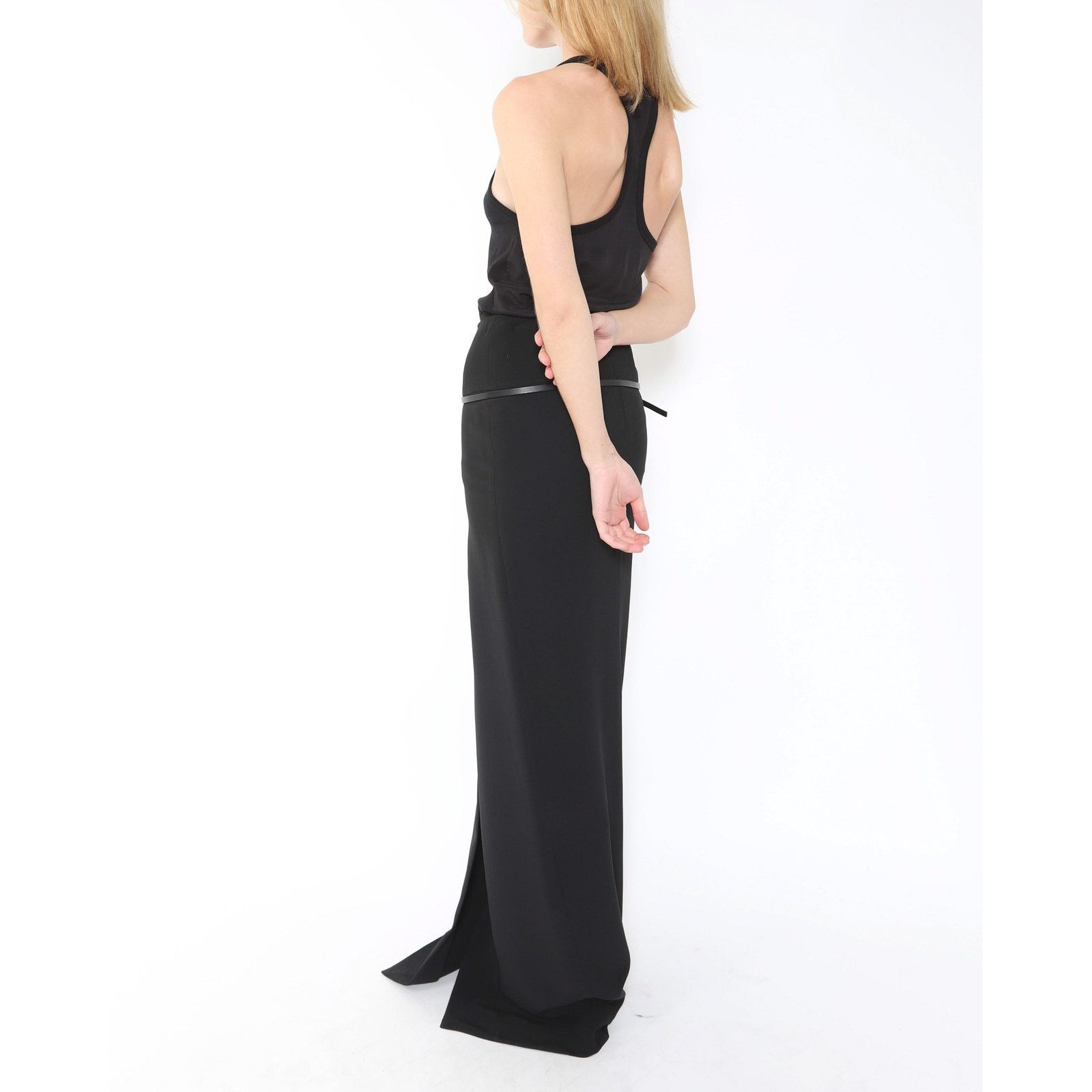 Haider Ackermann FW16 Maxi Dress with Slit in Black Viscose Size XS / US 0-2 / IT 36-38 - 7 Thumbnail