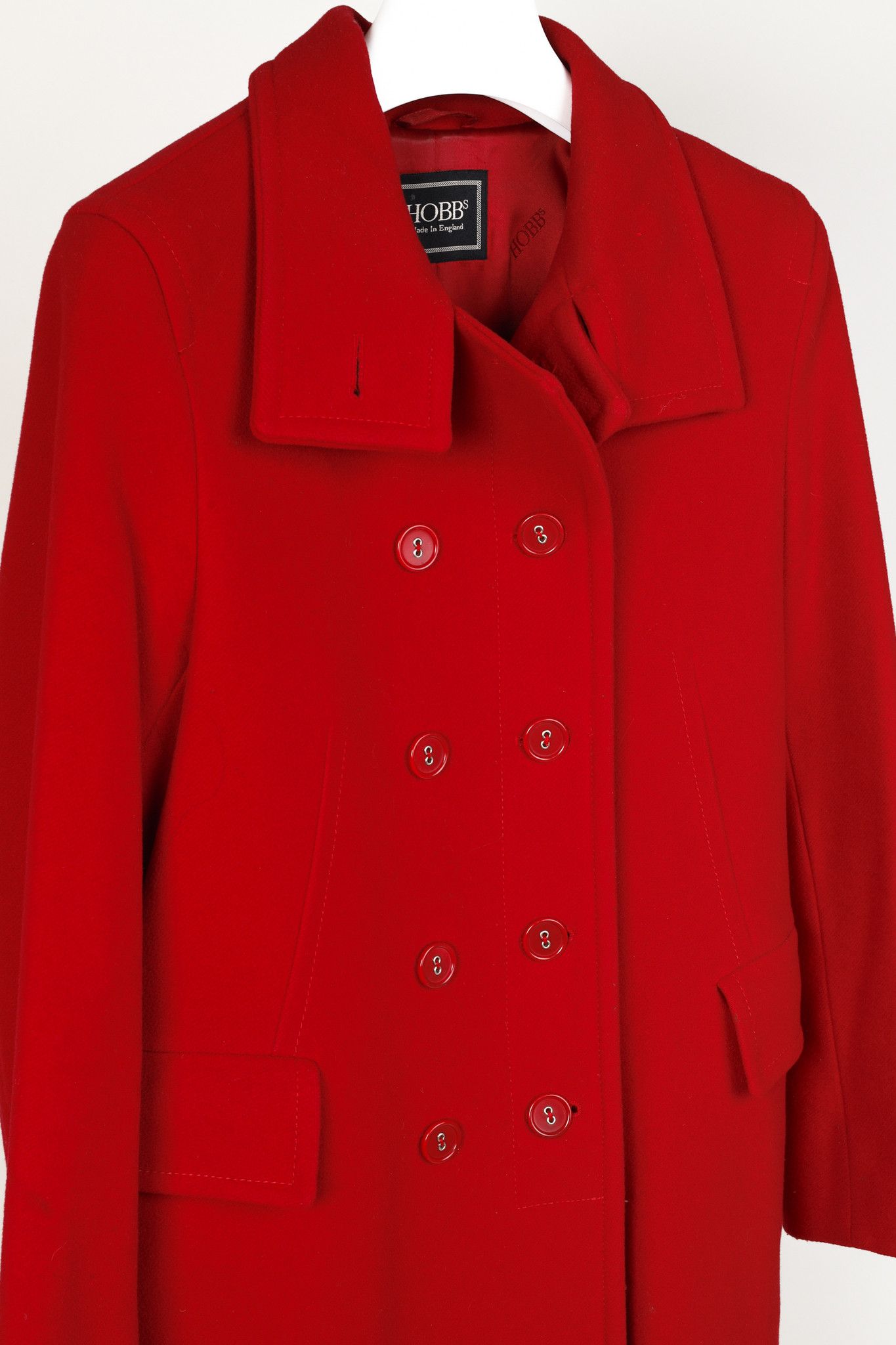 Hobbs London Hobbs Red Wool & Cashmere Blend Double-Breasted Coat Size M / US 6-8 / IT 42-44 - 3 Thumbnail
