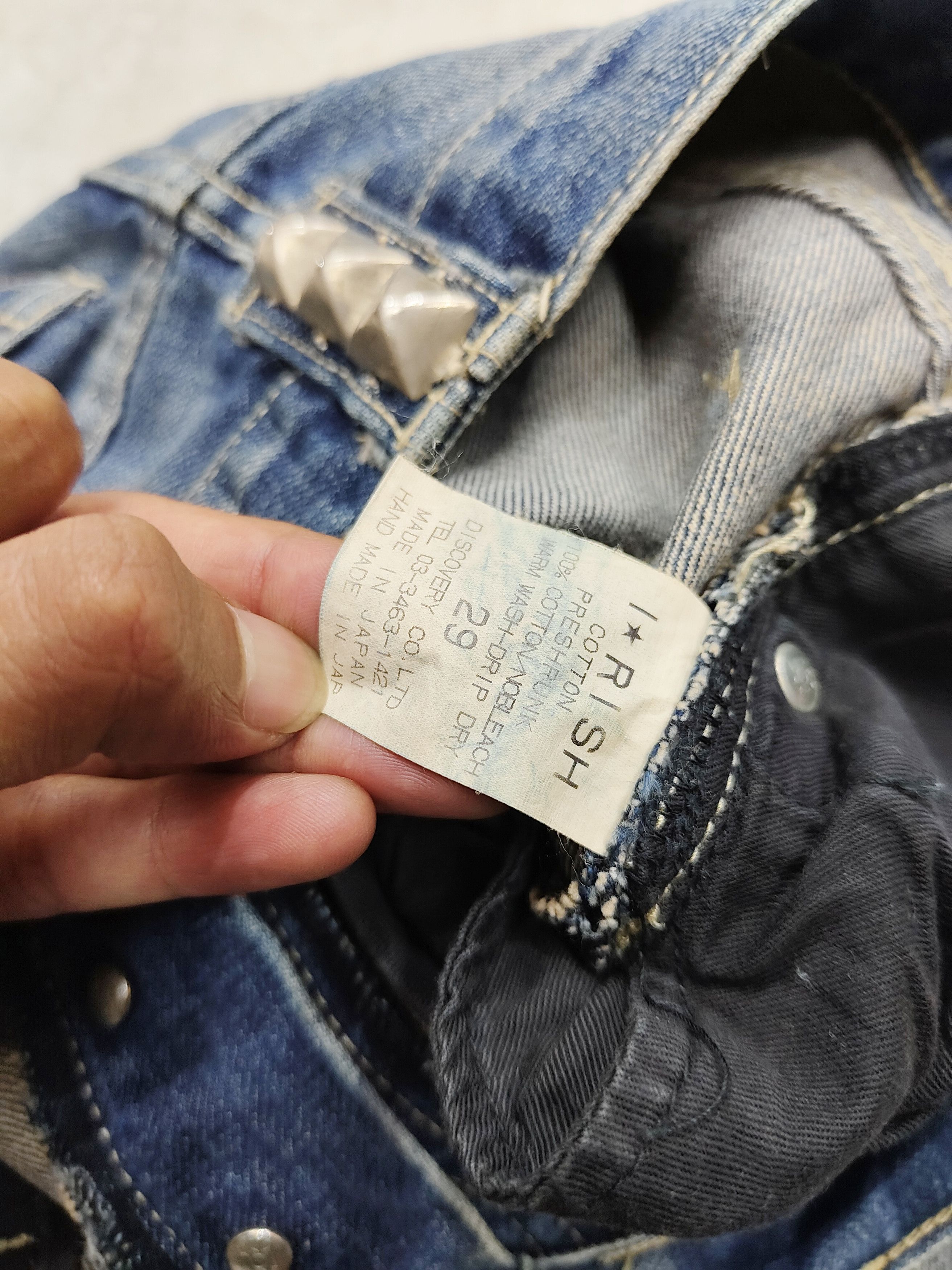 Japanese Brand Rare I*rish🇯🇵 Pacthwork Paint Splatter Punk Studded Jeans Size US 30 / EU 46 - 7 Thumbnail