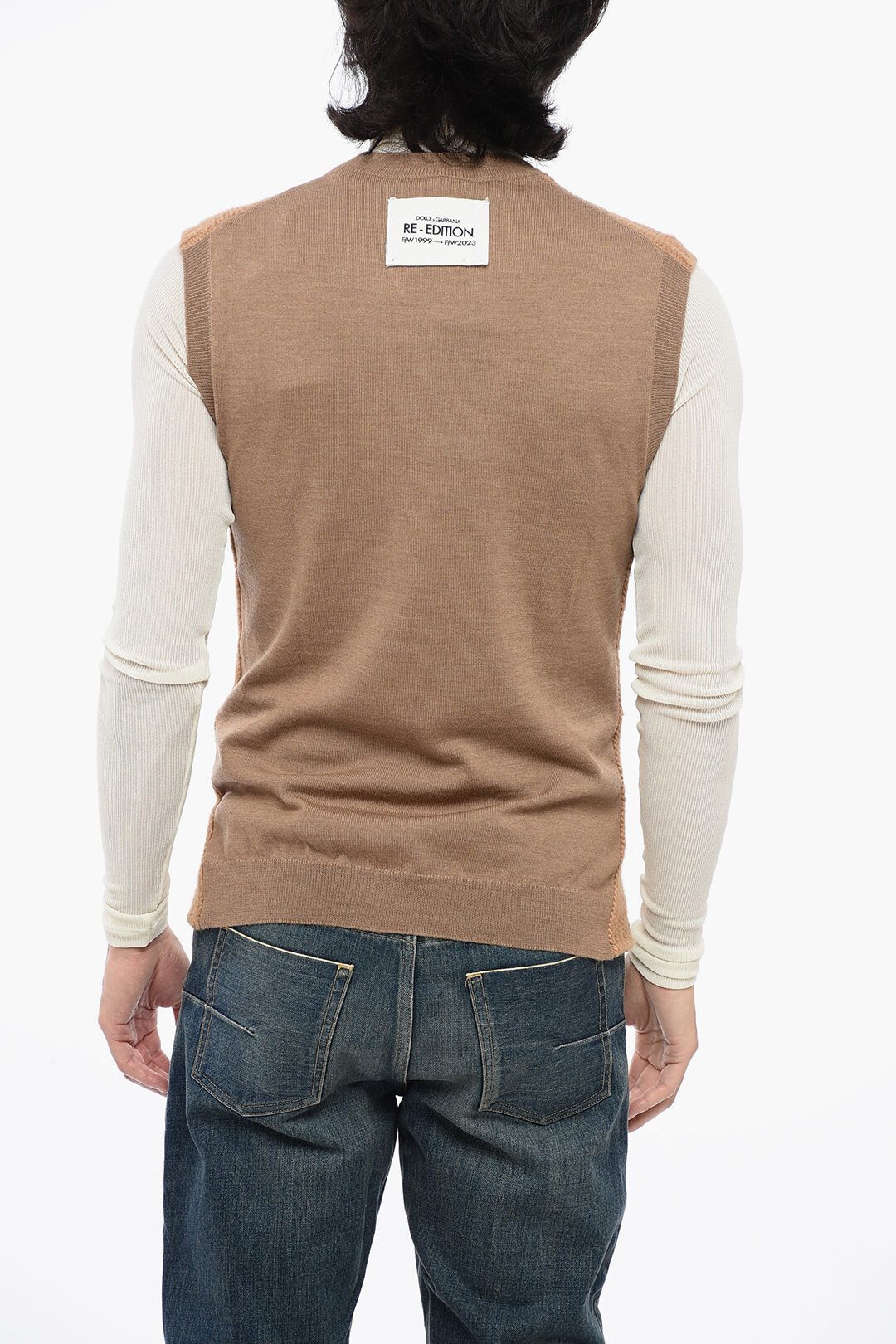 Dolce & Gabbana og1mm0825 Re-Edition Sleeveless Wool Blend Sweater in Beige Size US S / EU 44-46 / 1 - 2 Thumbnail