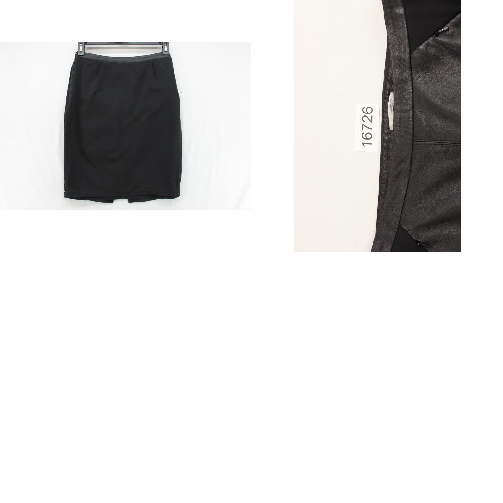 Vintage Halogen Leather Skirt Womens 4 Black A-Line Knee Length Zip Lined office - 80s 90s Grunge Punk Retro Rock Workwear Size 27" / US 4 / IT 40 - 8 Thumbnail
