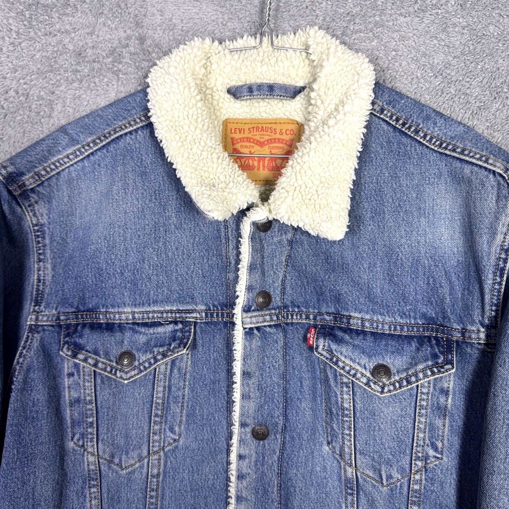 Levi's VINTAGE Levi's Jacket Men XL Denim Trucker Lined Sherpa Bomber Utility 90s Hip Hop USA Mens Size US XL / EU 56 / 4 - 4 Thumbnail