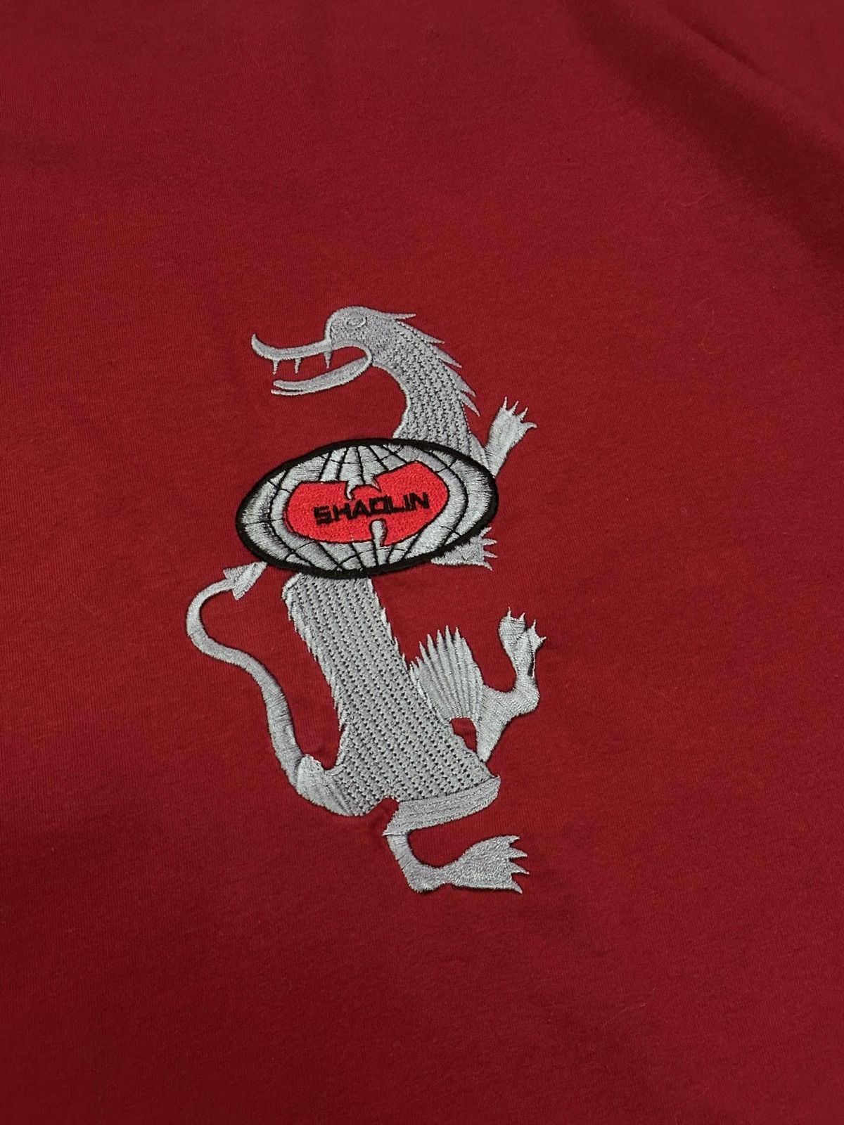 Wu-Tang Clan Vintage 90’s Wu-Wear Shaolin Dragon V-Neck T-Shirt Red L Size US XS / EU 42 / 0 - 8 Thumbnail