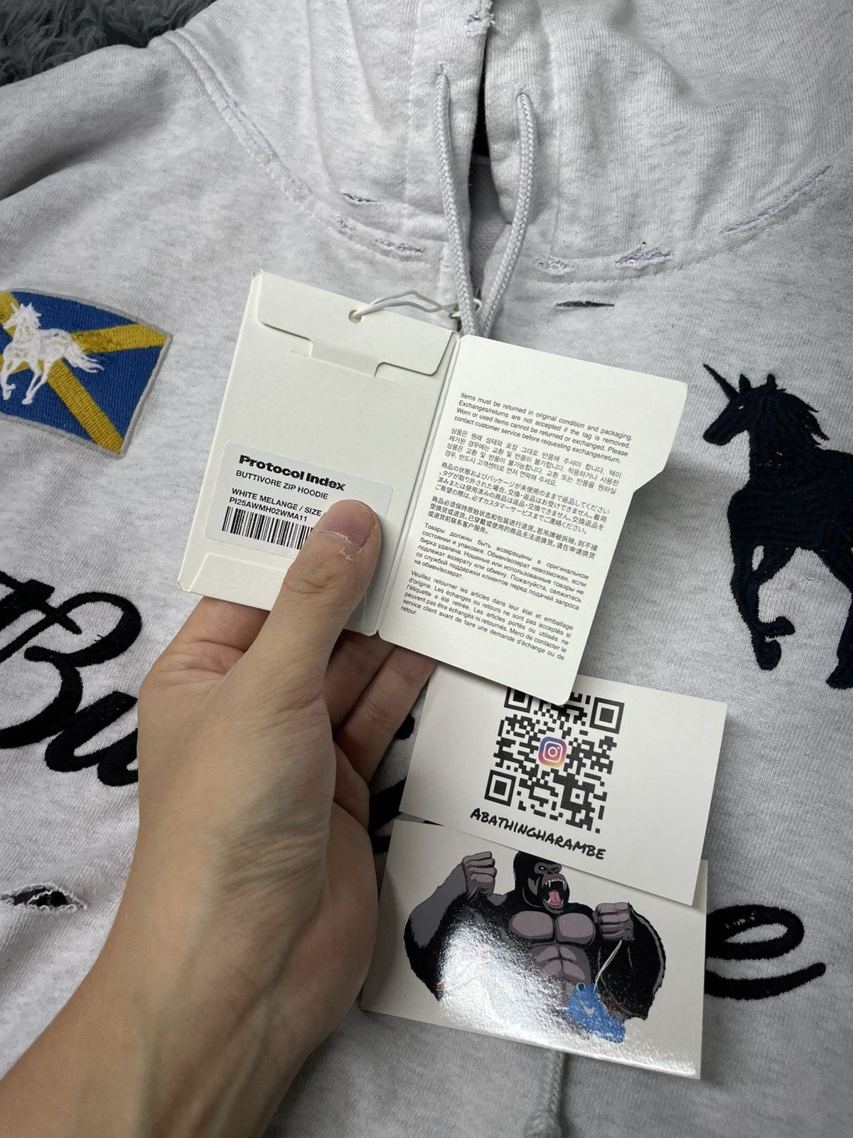 PROJECT G/R Protocol Index Buttivore Zip Hoodie White Melange Size US S / EU 44-46 / 1 - 4 Thumbnail