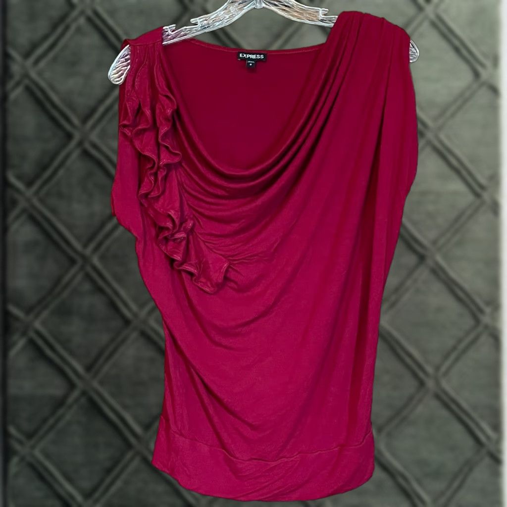 Express Express Blouse Sleeveless Red Ruffle Scoop Neck Women Size S Grunge Fairy Party Casual Size S / US 4 / IT 40 - 1 Thumbnail