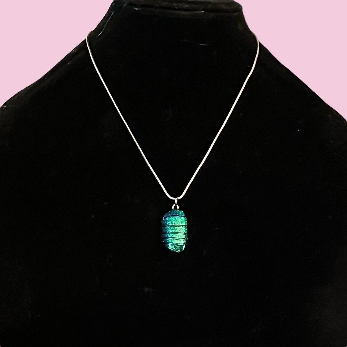 Vintage Vintage 925 silver Dichroic glass pendant necklace Size ONE SIZE - 1 Thumbnail