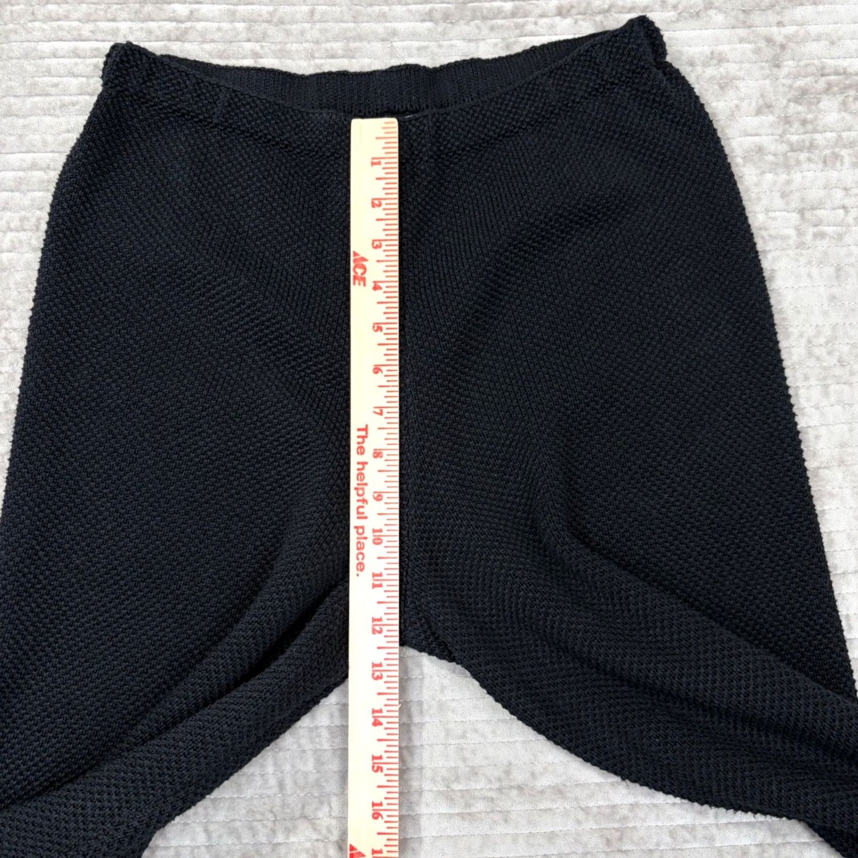 Vintage Chris Triola Black Cotton Knit Pants High Rise Straight Leg USA Made Women 29 Inseam 27.5 Dress Pants Knit Solid Black Front Flat Front Pull On Size 29" - 5 Thumbnail