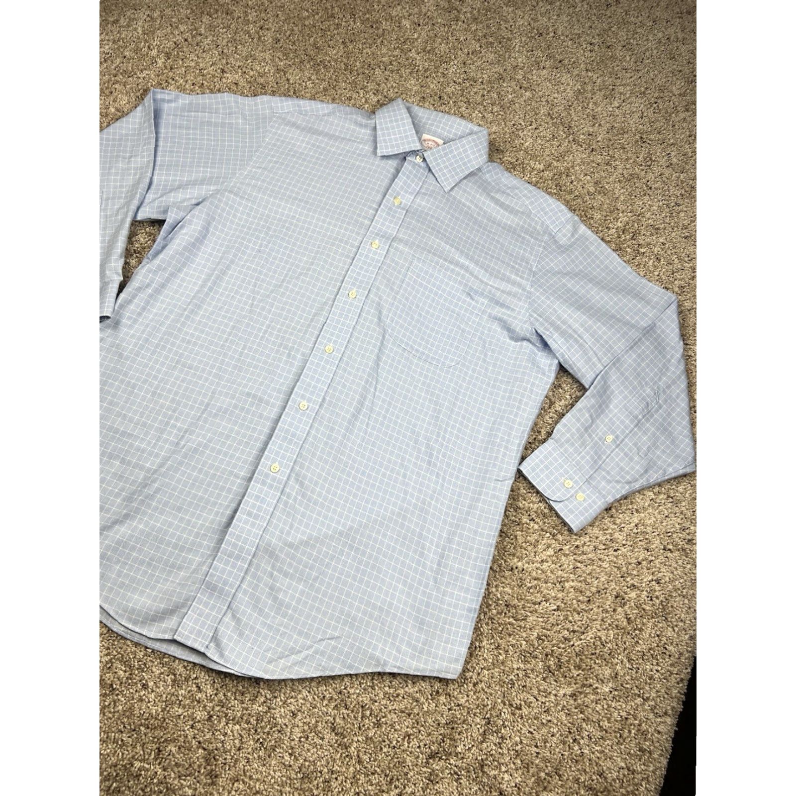 Brooks Brothers Brooks Brothers Dress Shirt 16.5-2/3 Men Blue Plaid Button Up Long Sleeve Cotton Size 46R - 2 Thumbnail