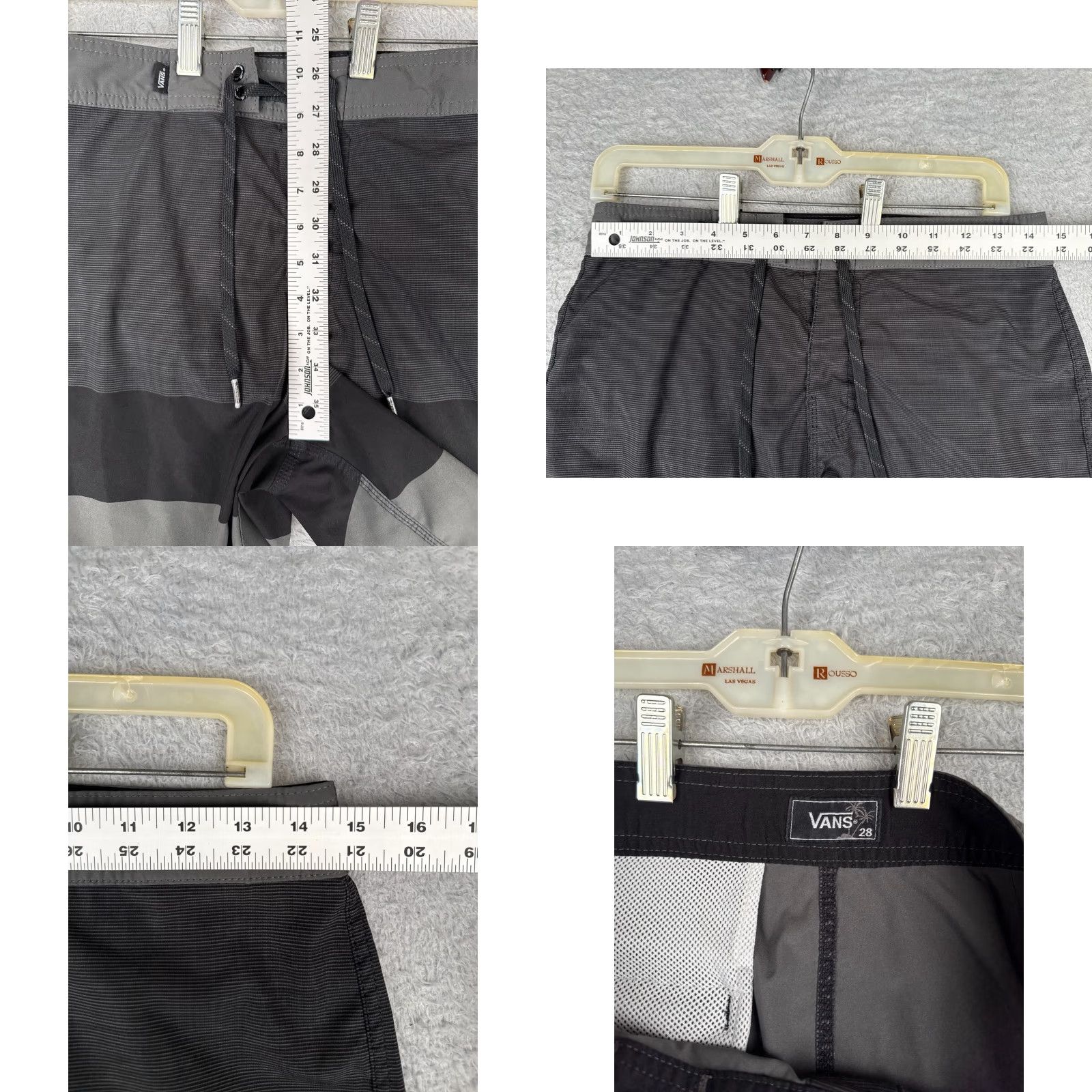Vans VANS Board Shorts Mens 28 Black Gray Stripe Beach Surf 28x9 Polyester Pockets Modern Regular Mens Size US 28 / EU 44 - 8 Thumbnail